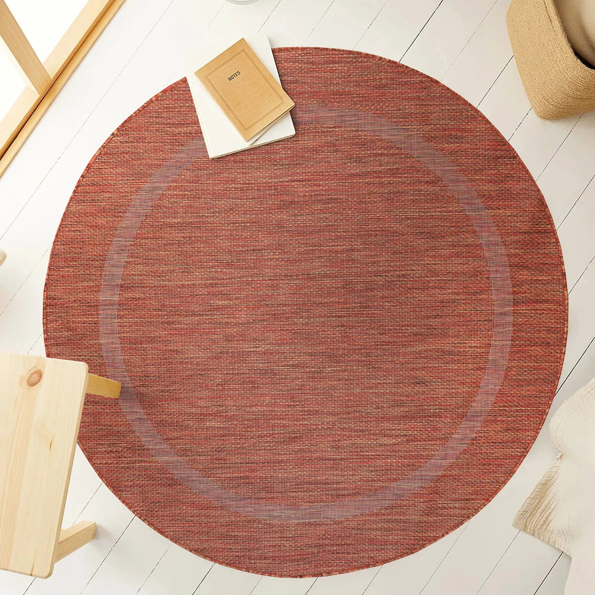 Durable Copper Patio Rug | Border Design