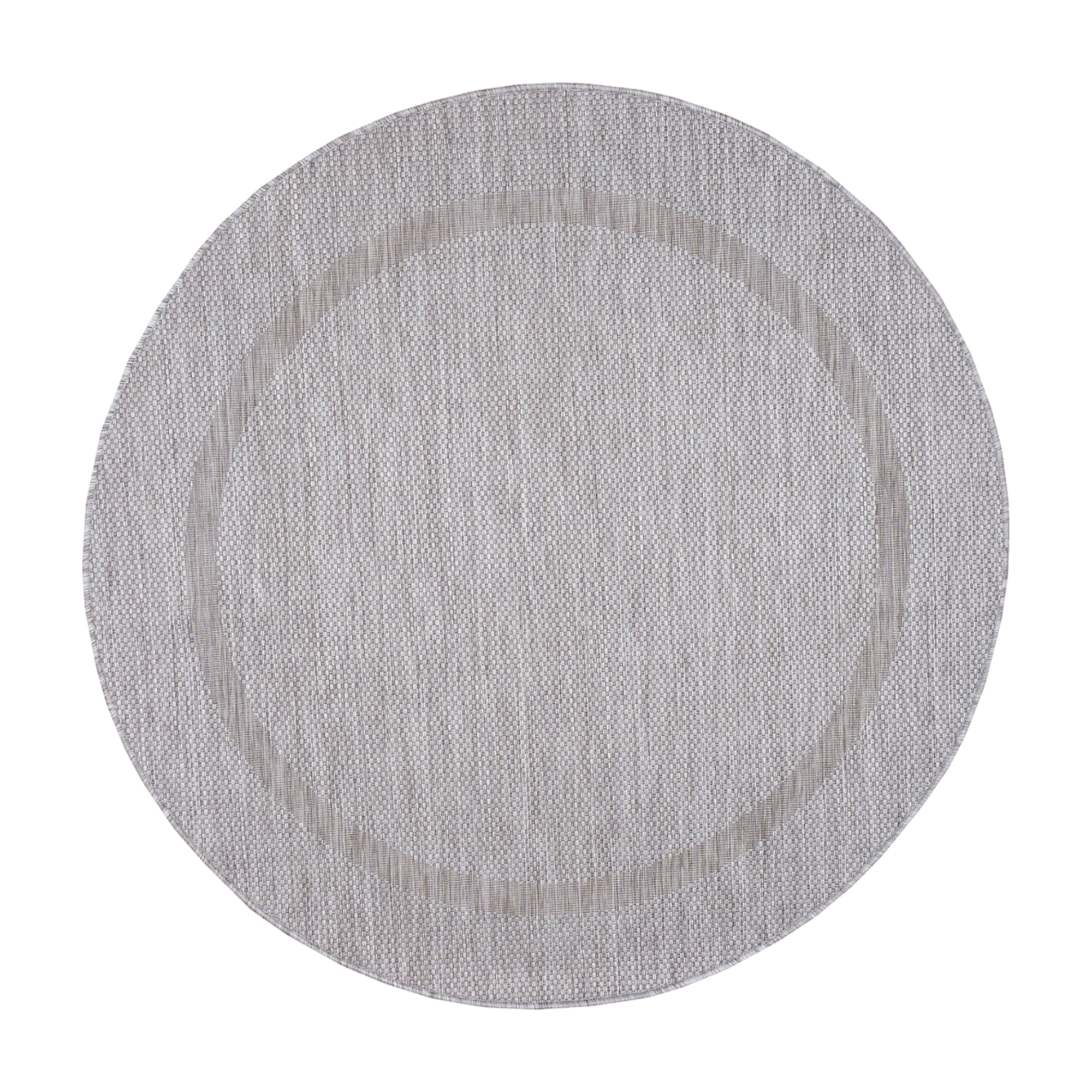 Durable Silver Patio Rug | Border Design