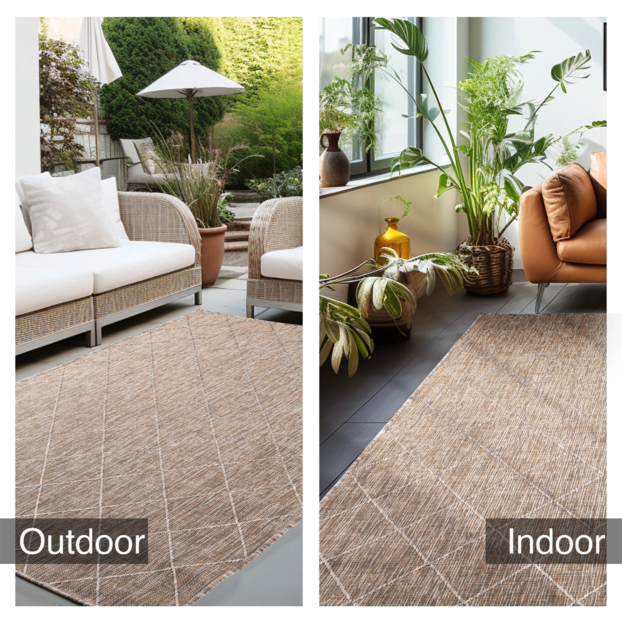 Cross Design Jute Rug | Beige