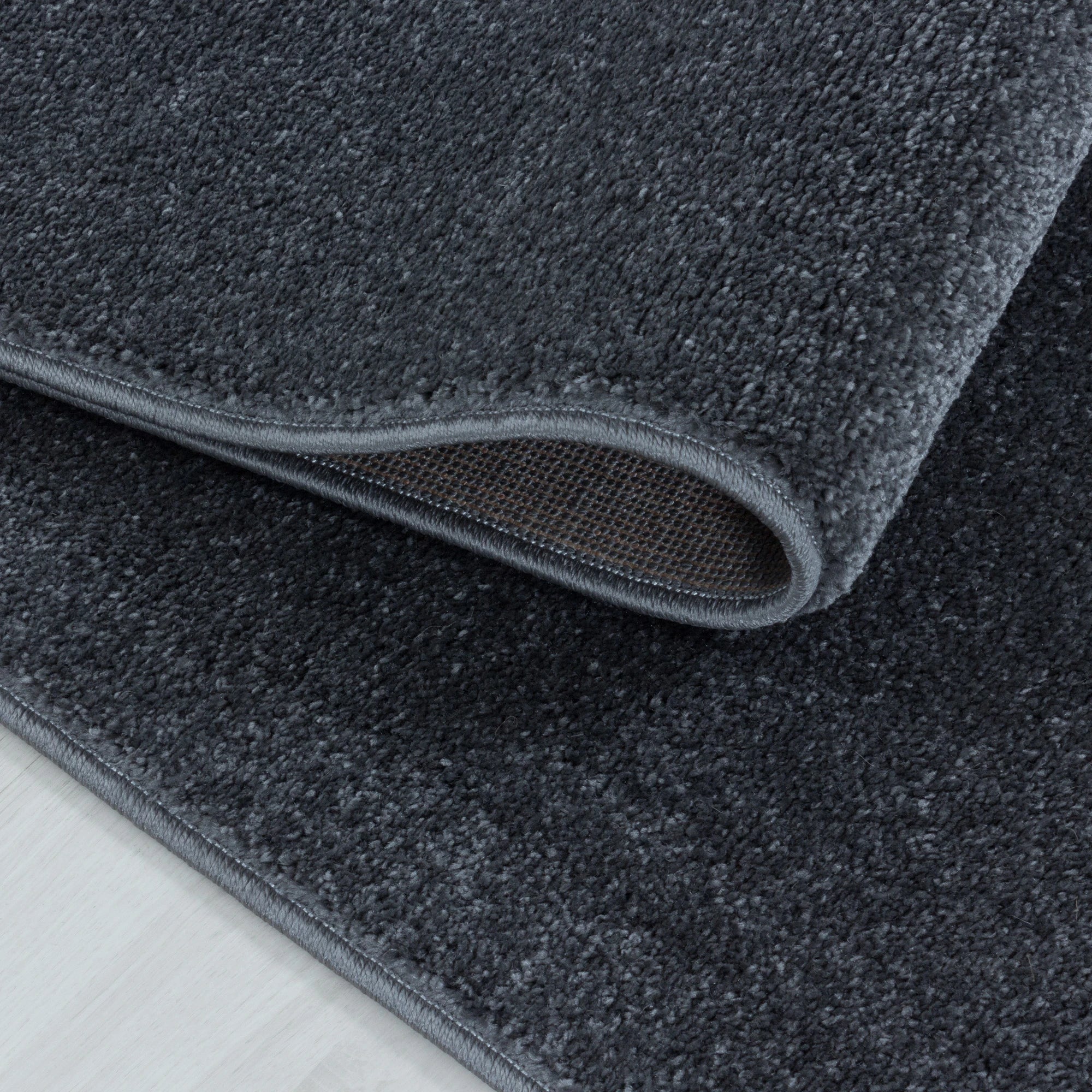 Soft Velvet Look Plain Area Rug | Gray