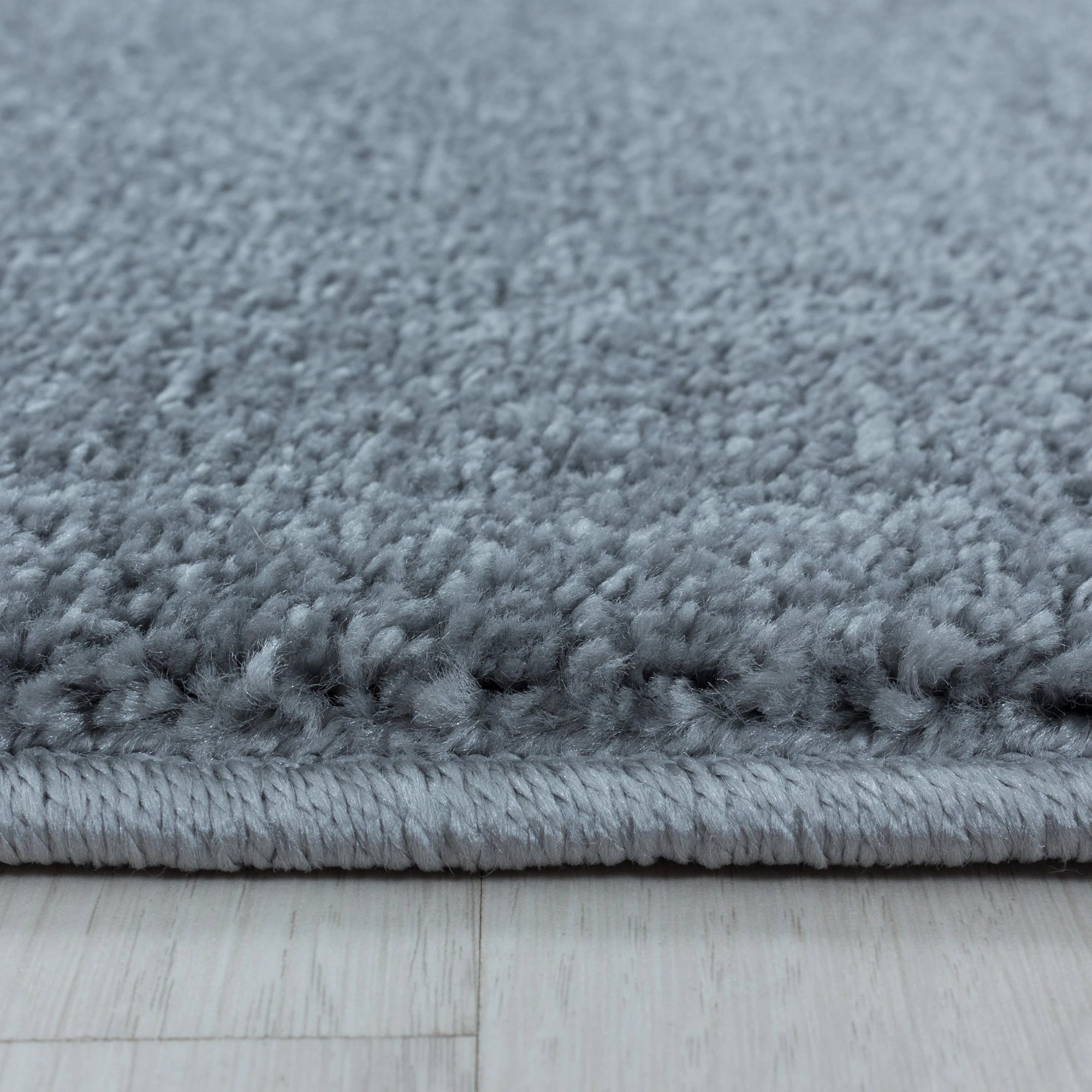 Soft Velvet Look Plain Area Rug | Silver