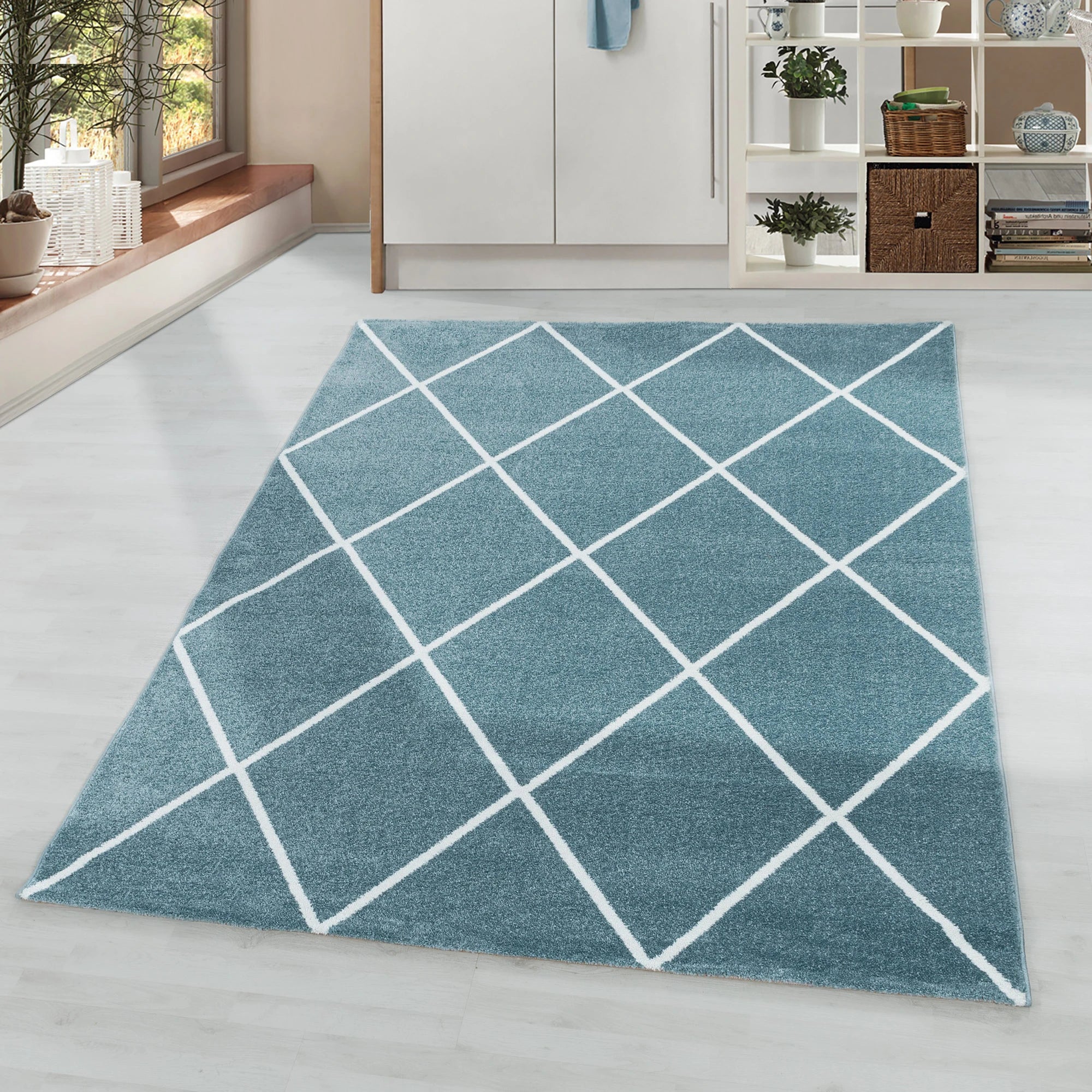 Diamond Cozy Geometric | Blue Rug