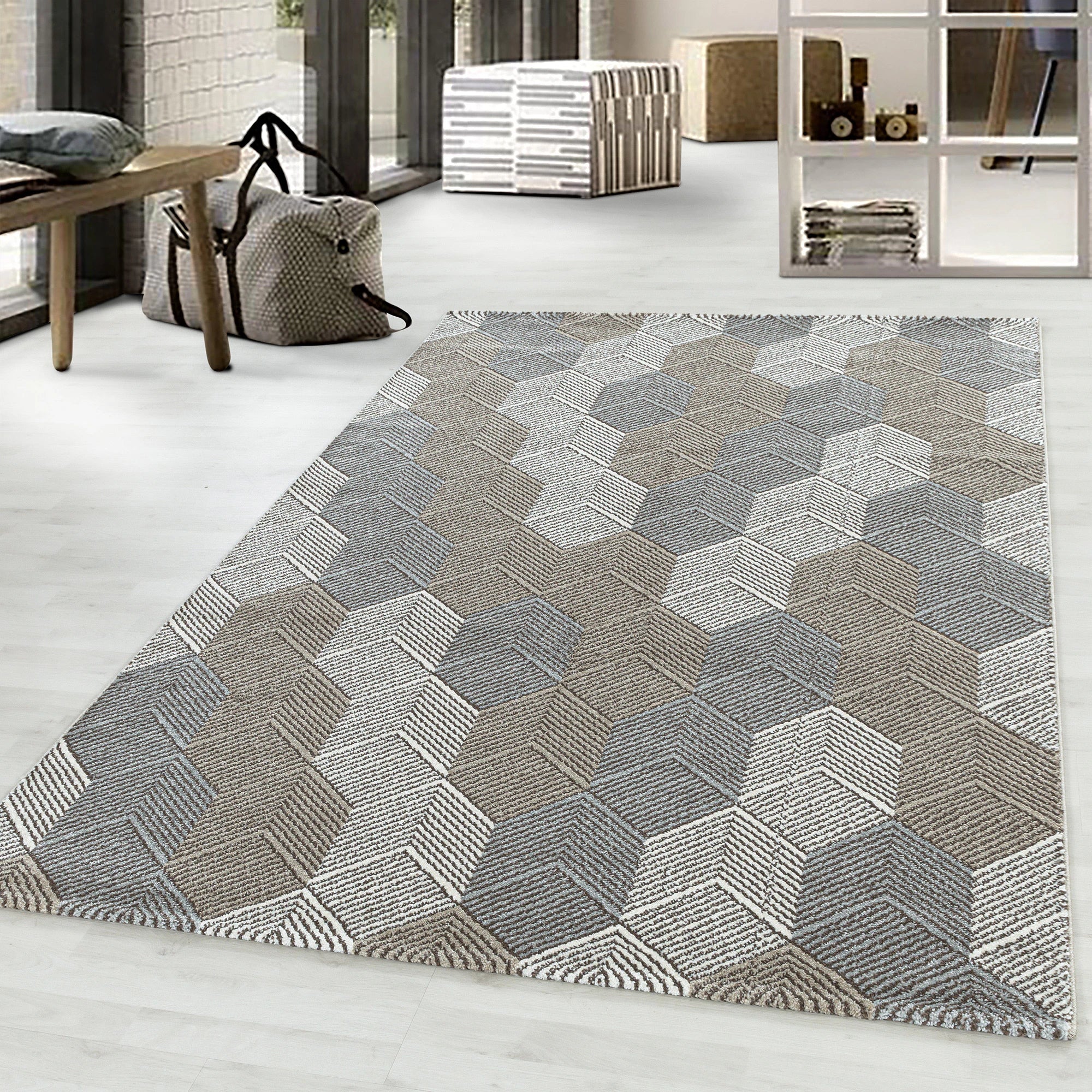 Turtle Pattern Living Room Carpet | Beige