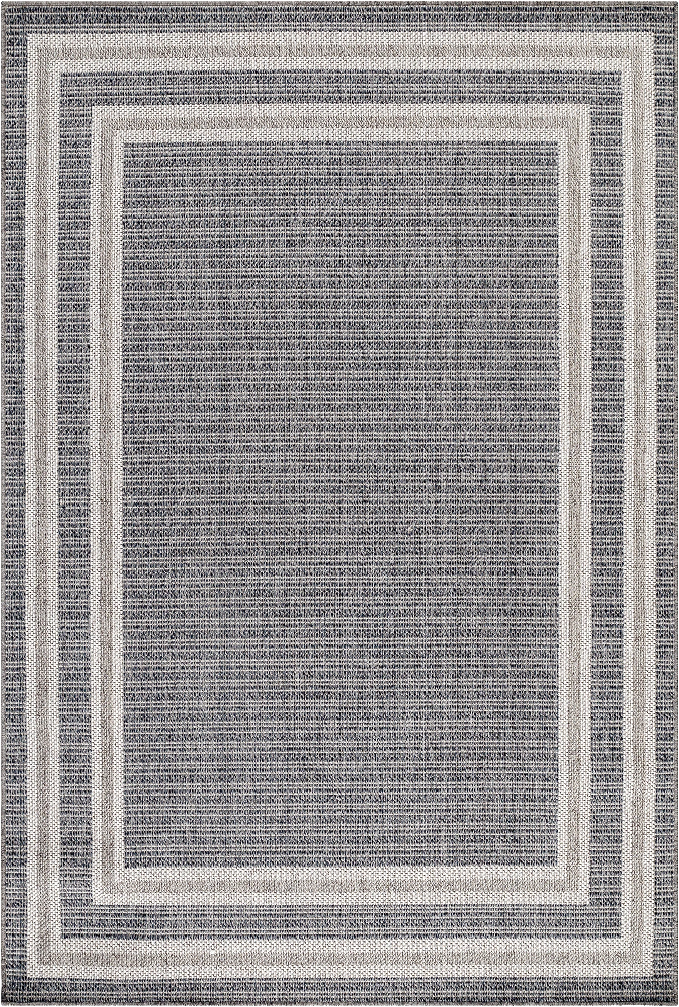 Elegant Gray Rug with Border