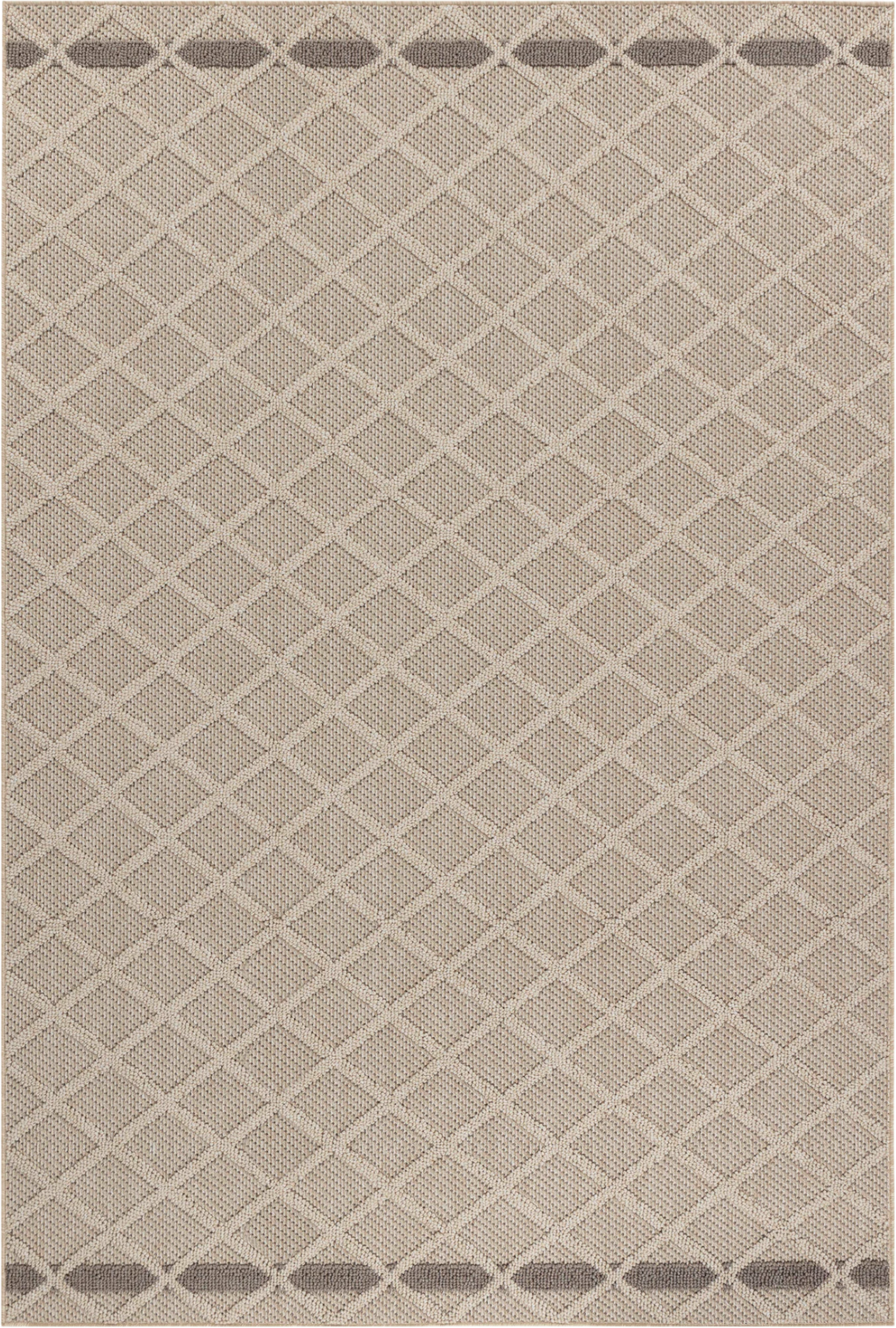 Textured Diamond Pattern Patio Rug | Beige