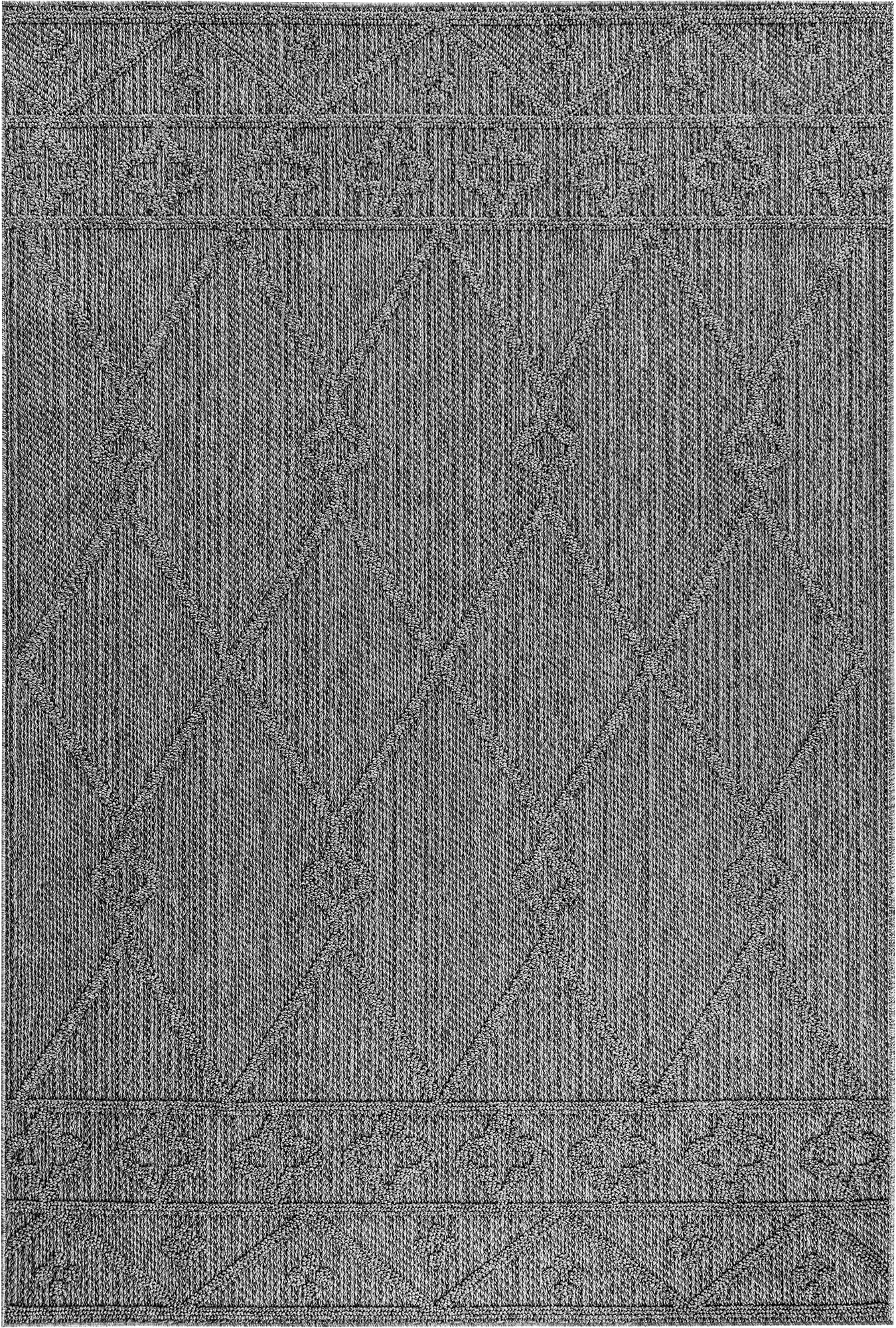 Outdoor Diagonal Stripe Pattern Rug | Gray