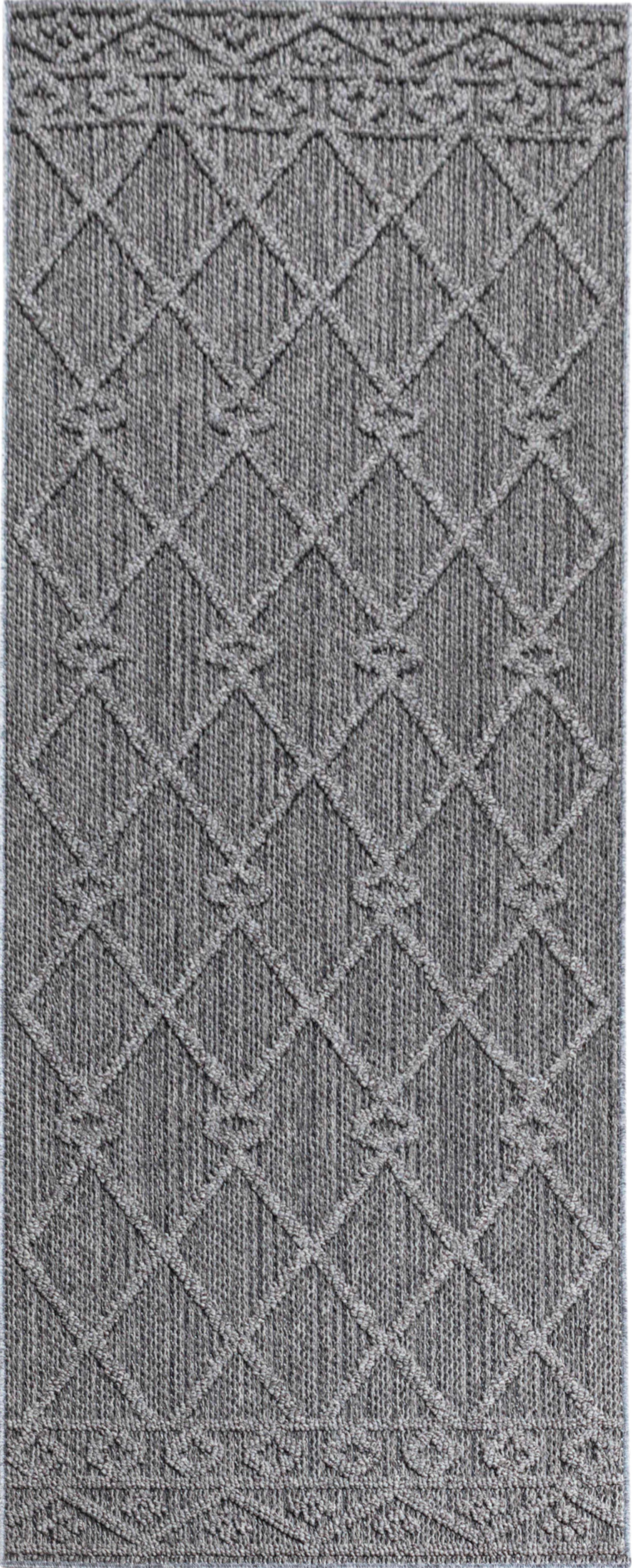 Outdoor Diagonal Stripe Pattern Rug | Gray