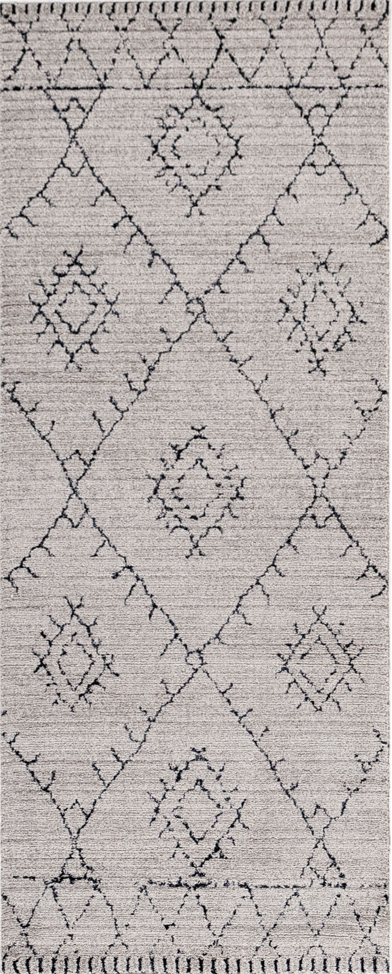 Boho Berber Style Geometric Lattice Rug | Beige