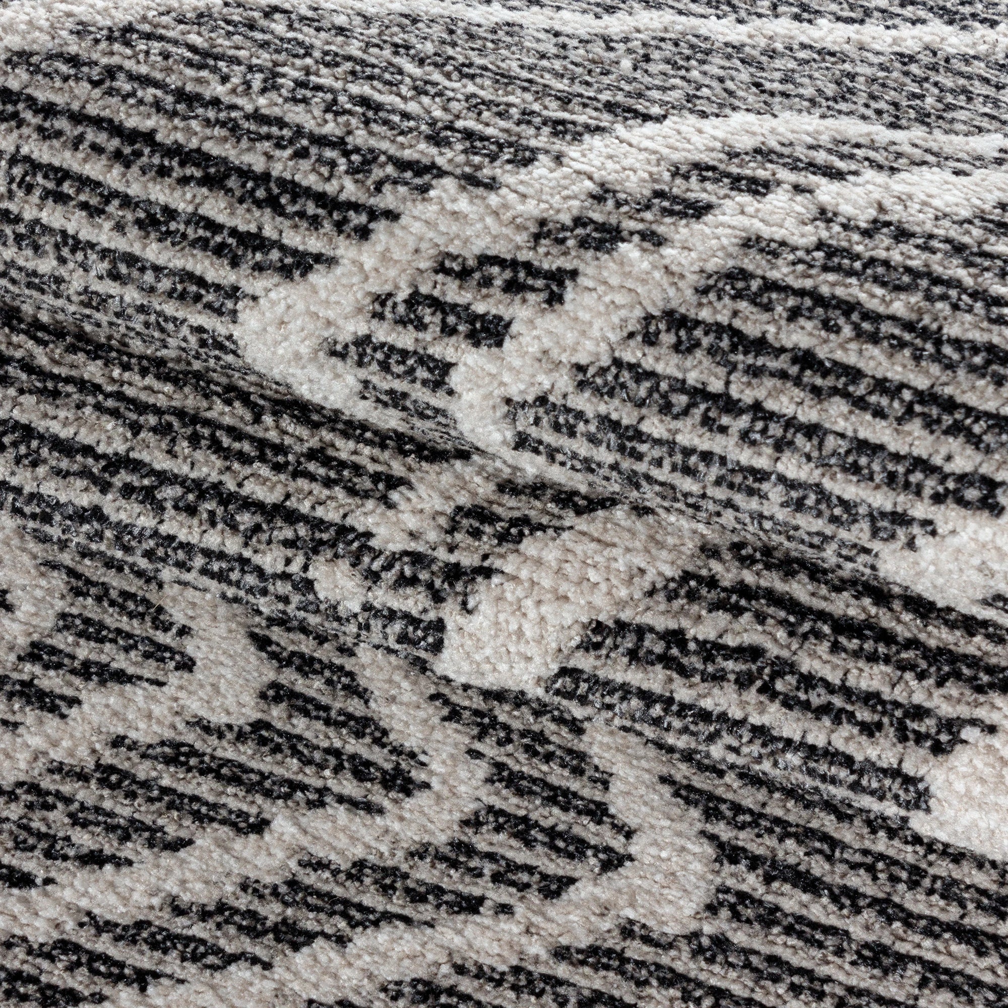 Tribal Zigzag Textured High-Low Area Rug | Black