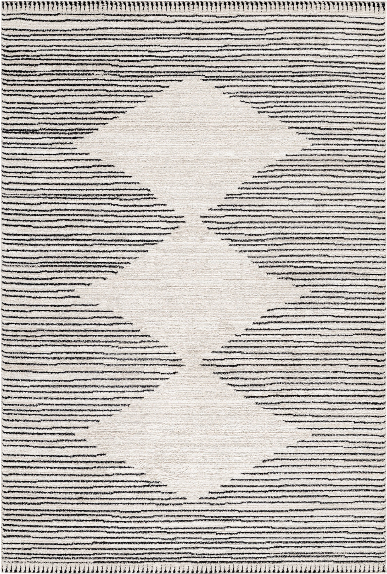 Geometric Reverse Pattern Horizontal Line Rug | Cream