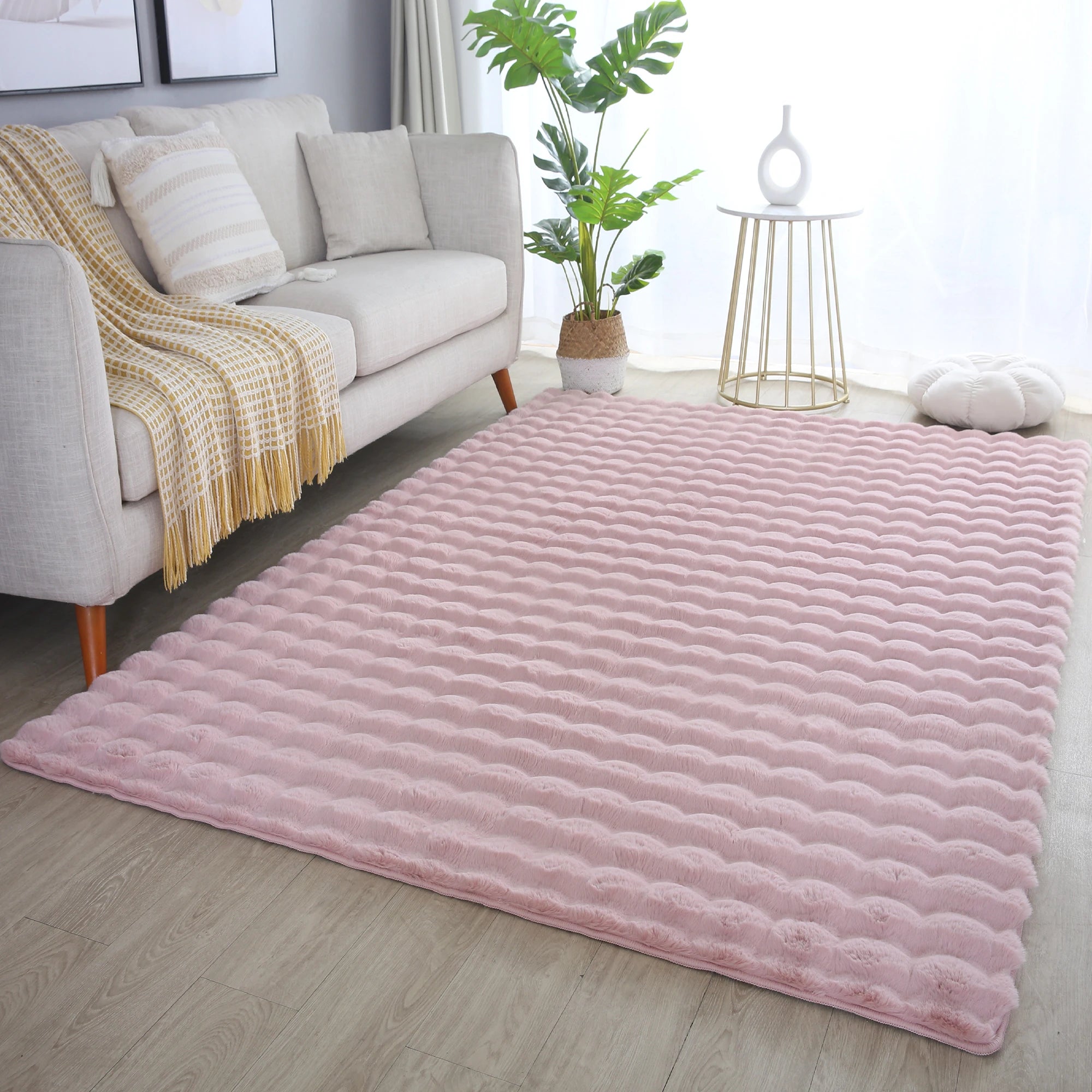 Plush Rose Washable Rug - Solid Color