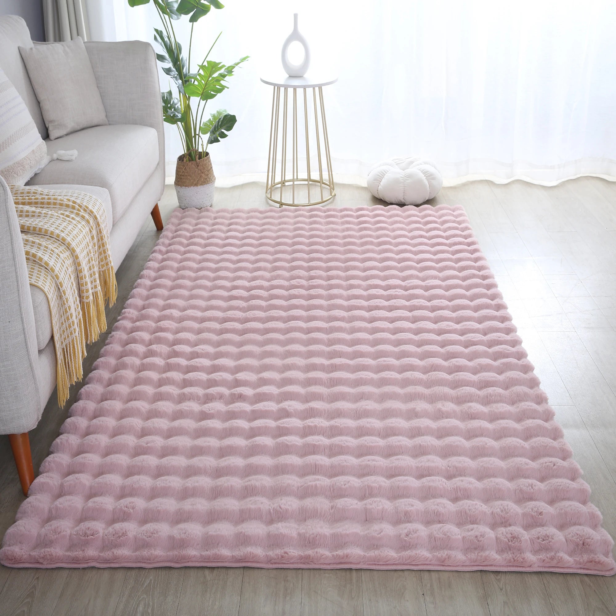 Plush Rose Washable Rug - Solid Color