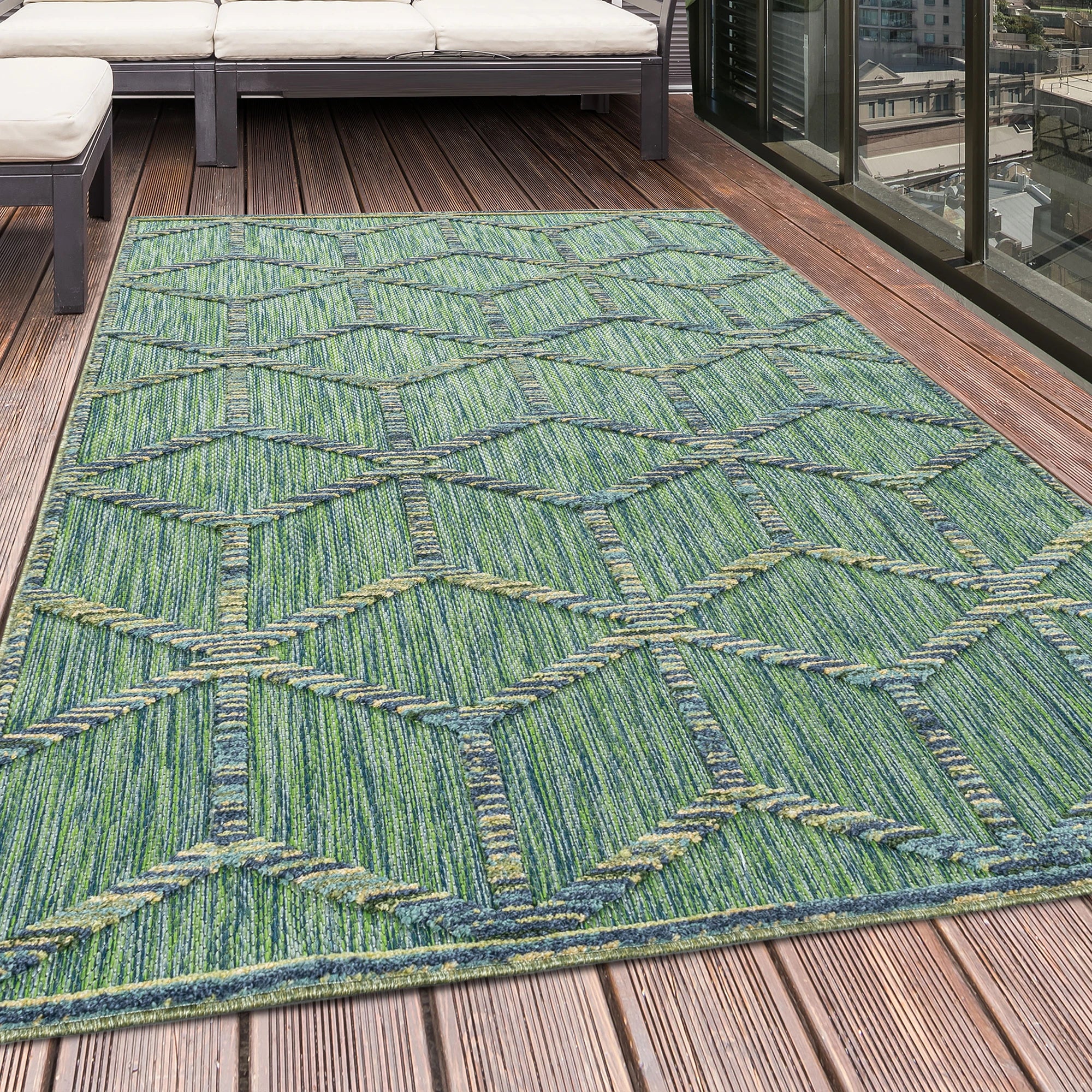 Scandinavian Diamond Outdoor Rug | Green