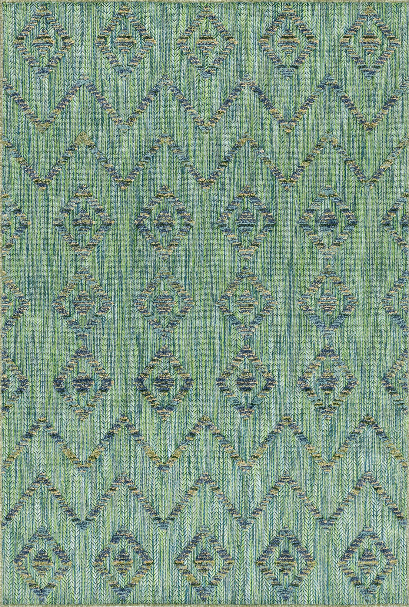 Boho Geometric Outdoor Rug | Green