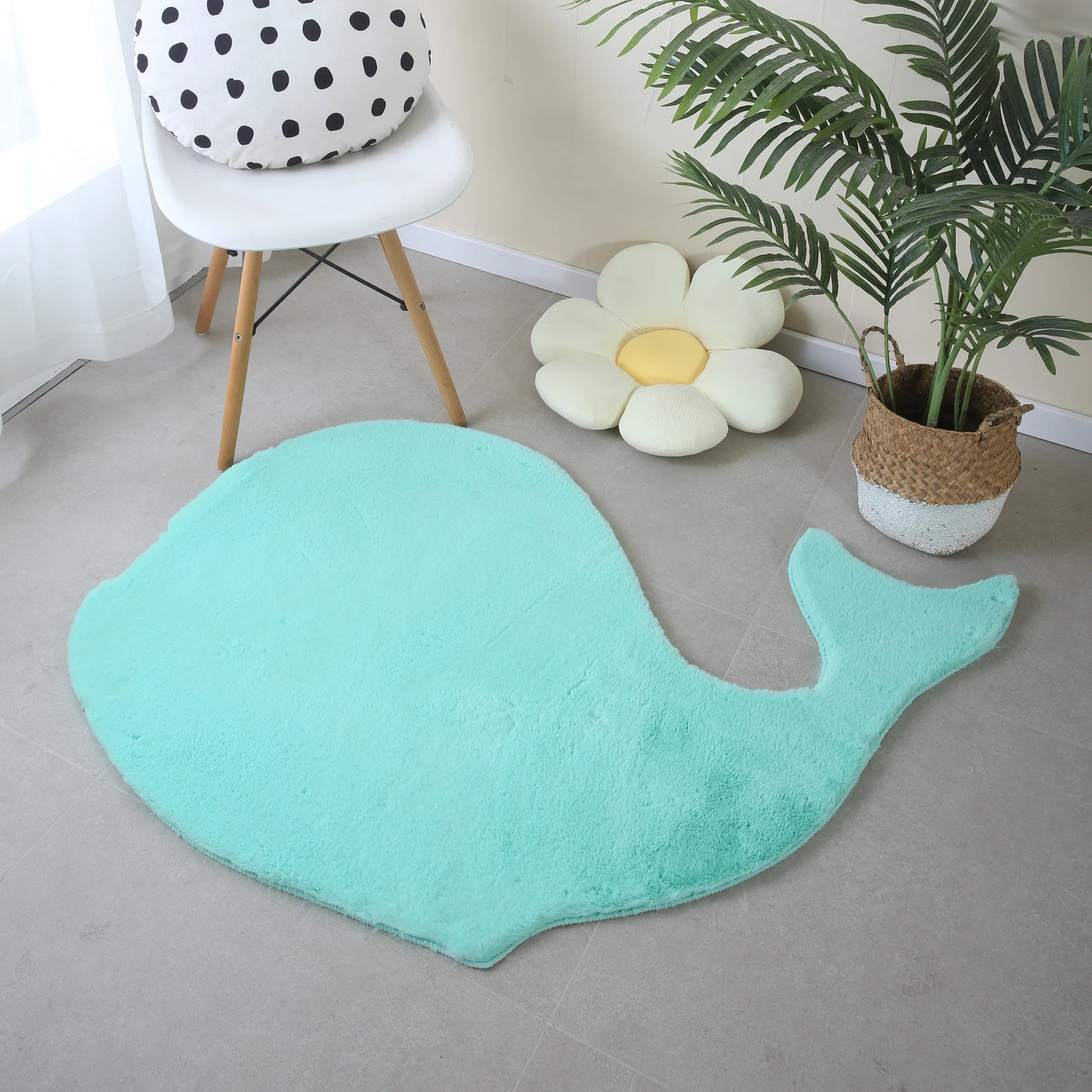 Whale Shape Rug | Mint