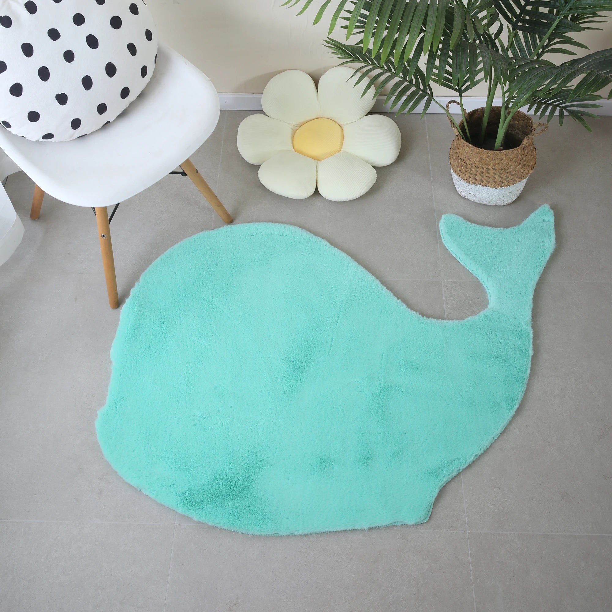Whale Shape Rug | Mint