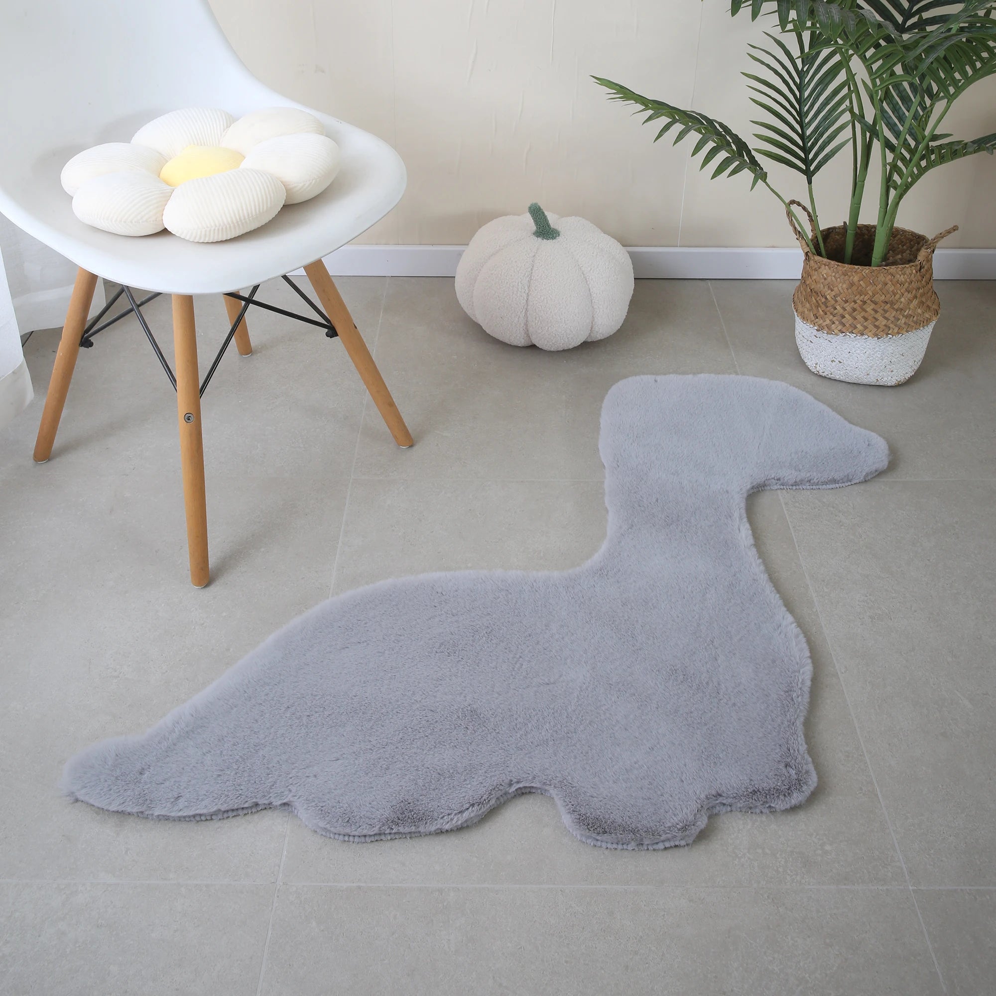 Dino Form Rug | Silver