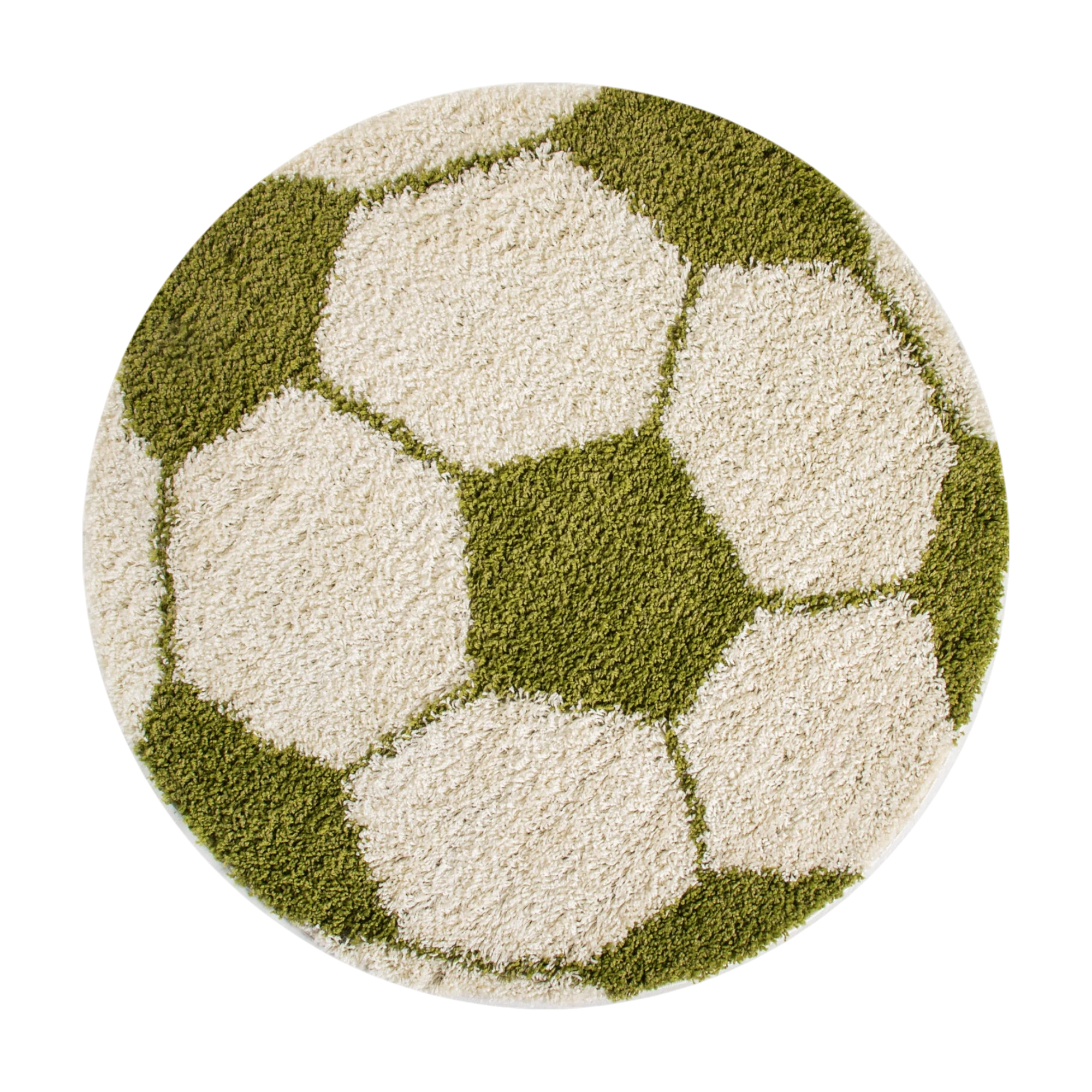 Round Football Shaggy Kids Rug | Green