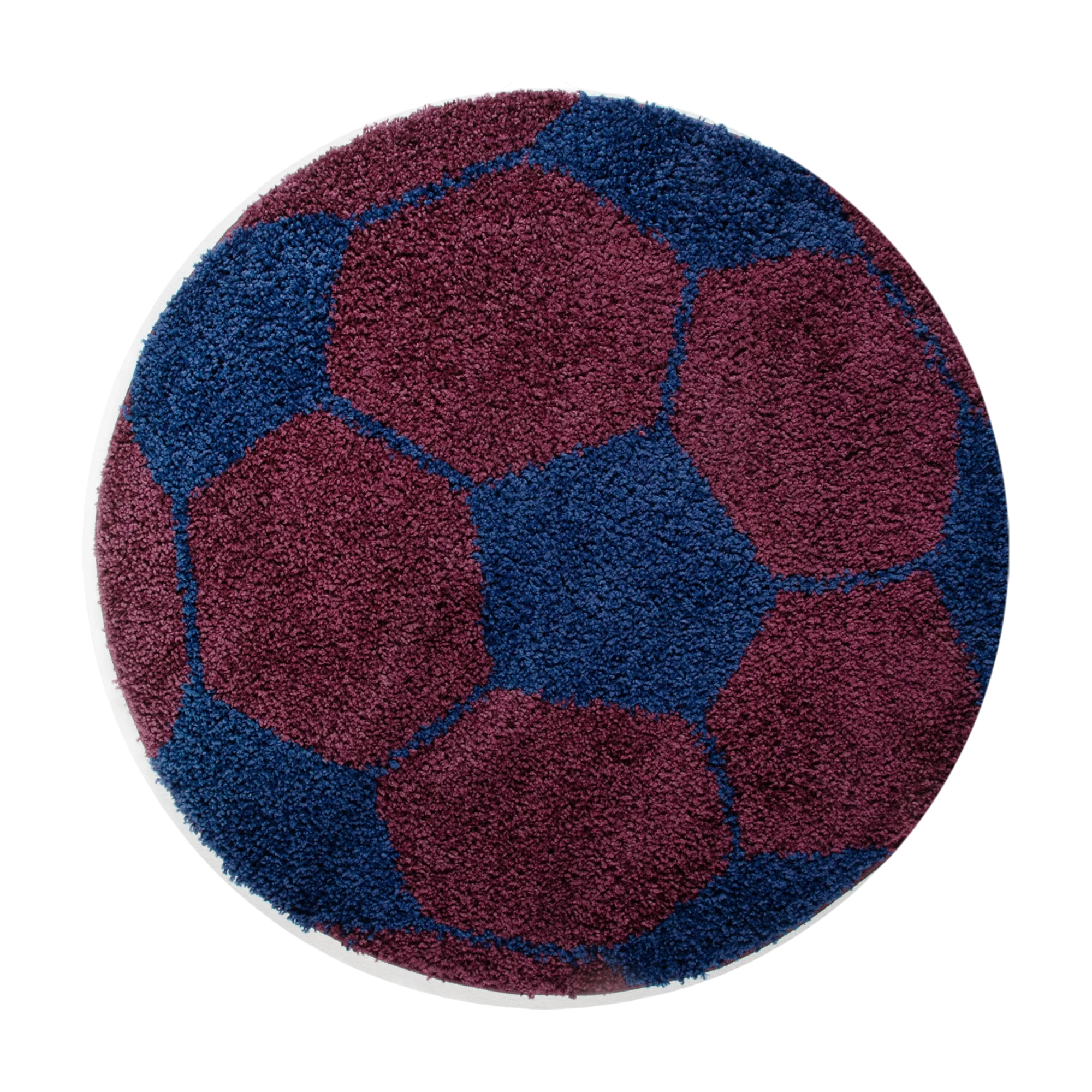 Round Football Shaggy Kids Rug | Navy