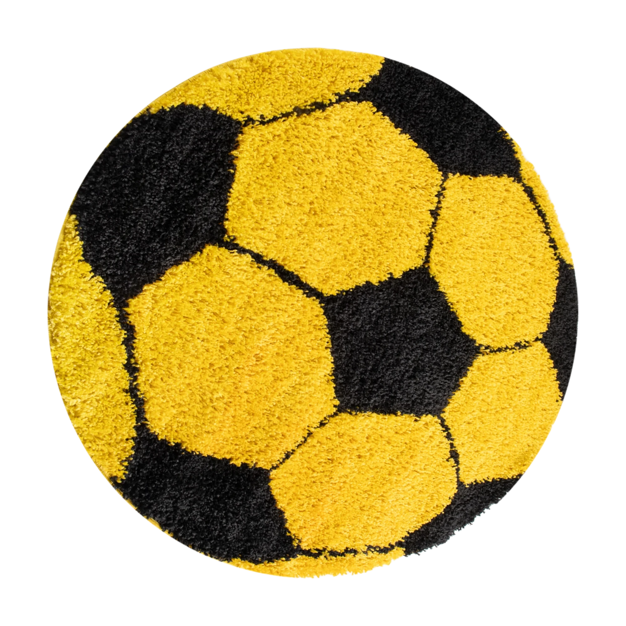 Round Football Shaggy Kids Rug | Yellow