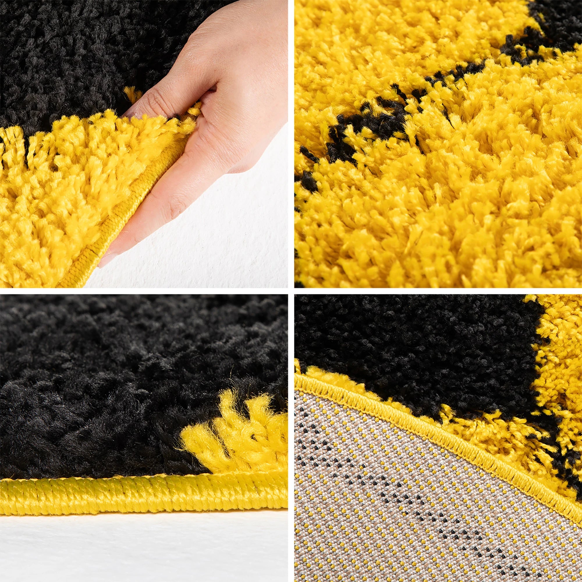 Round Football Shaggy Kids Rug | Yellow