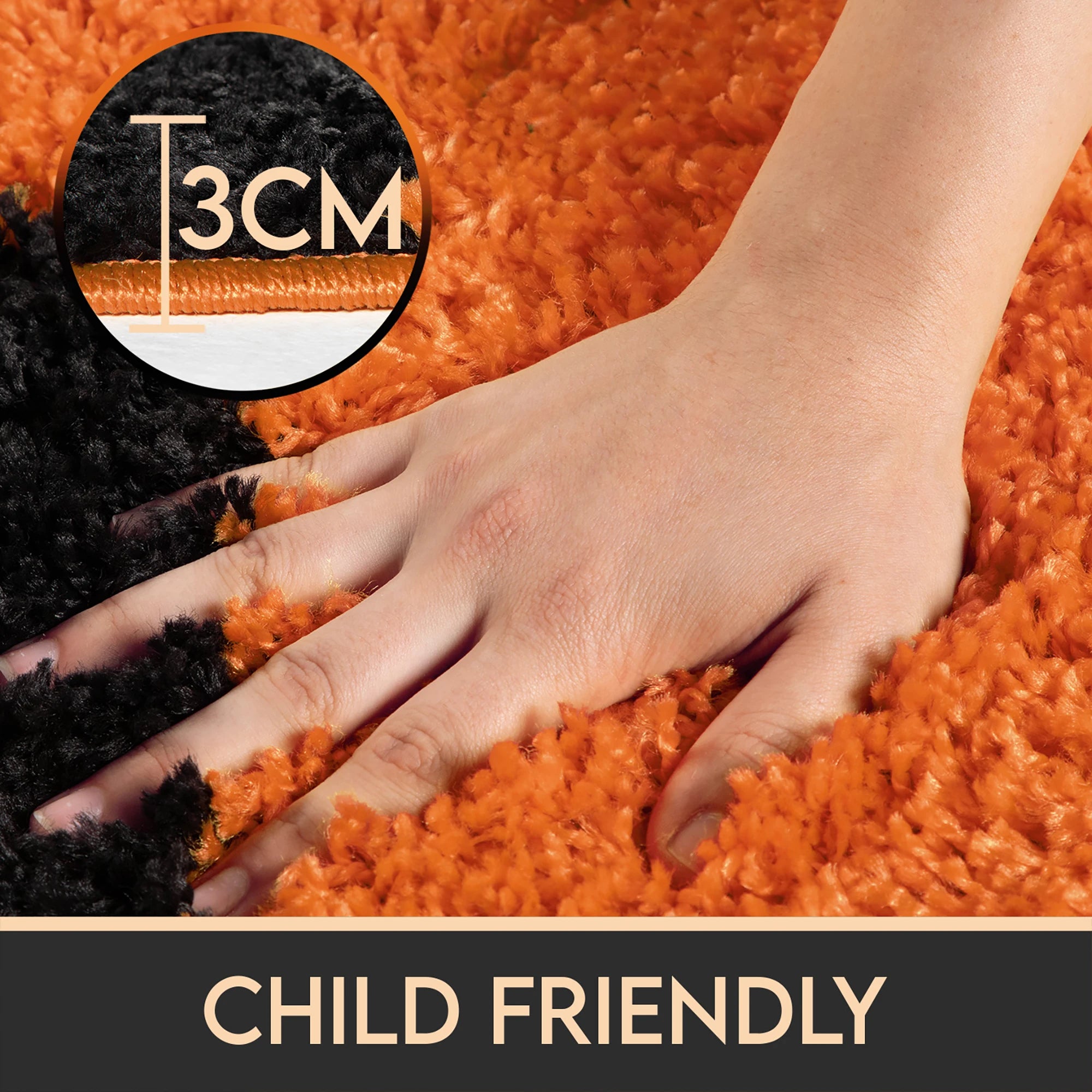 Round Basketball Shaggy Kids Rug | Orange