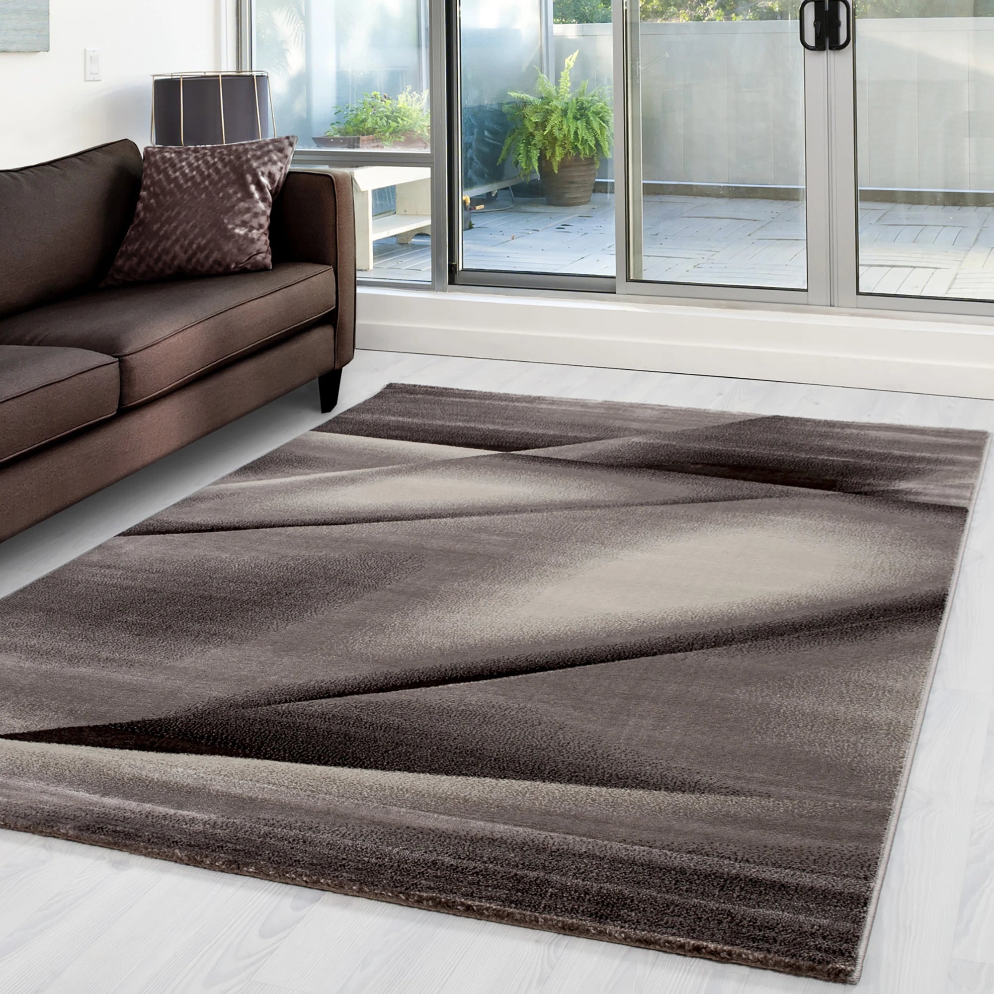 Abstract 3D Liquid Flow Design Rug | Brown