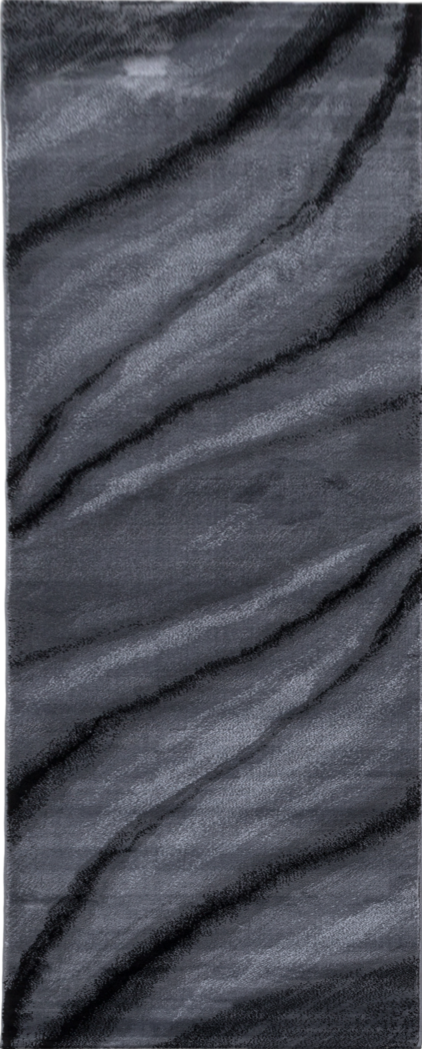 Abstract Brush Stroke Wave Rug | Black