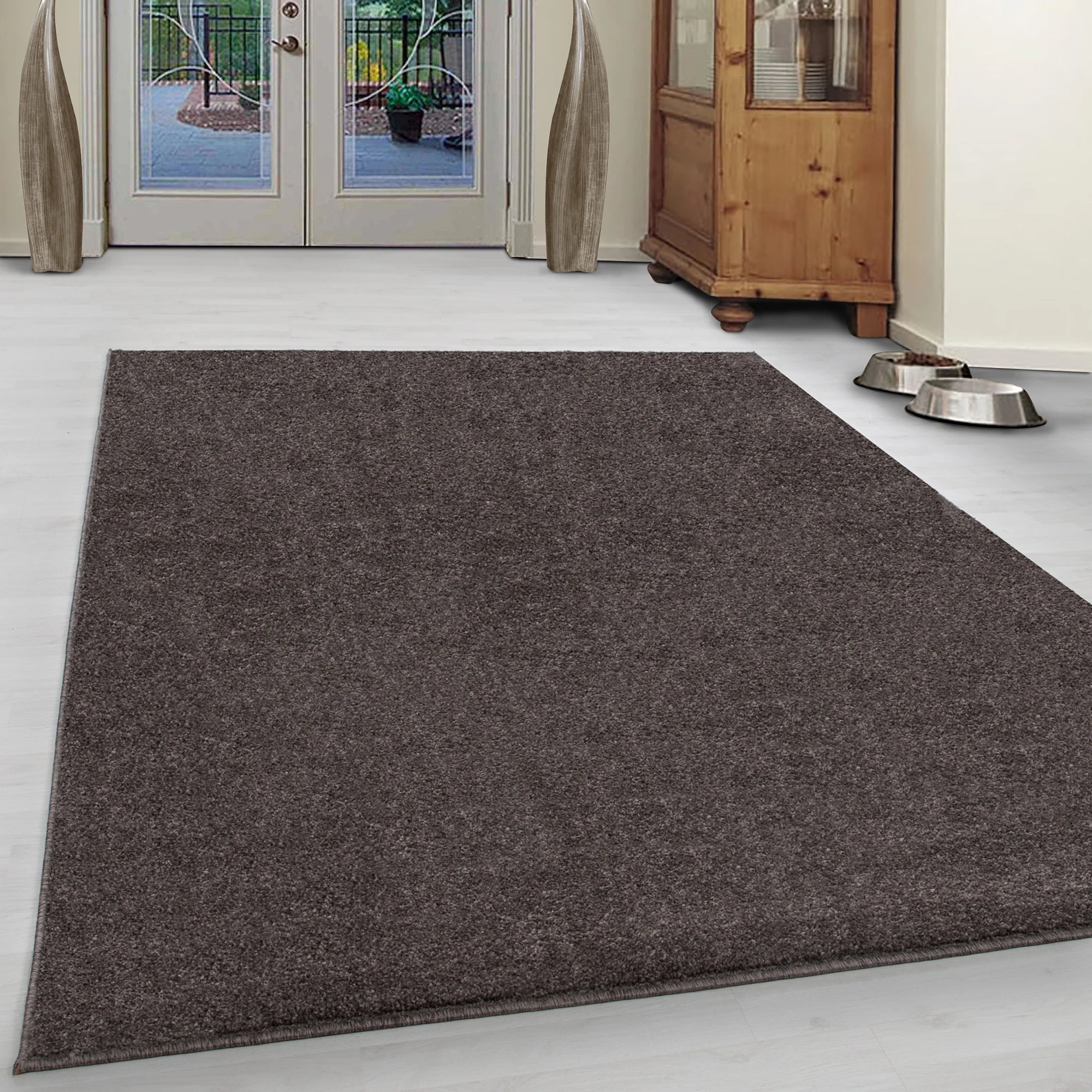 Solid Mokka Plush Weave Area Rug