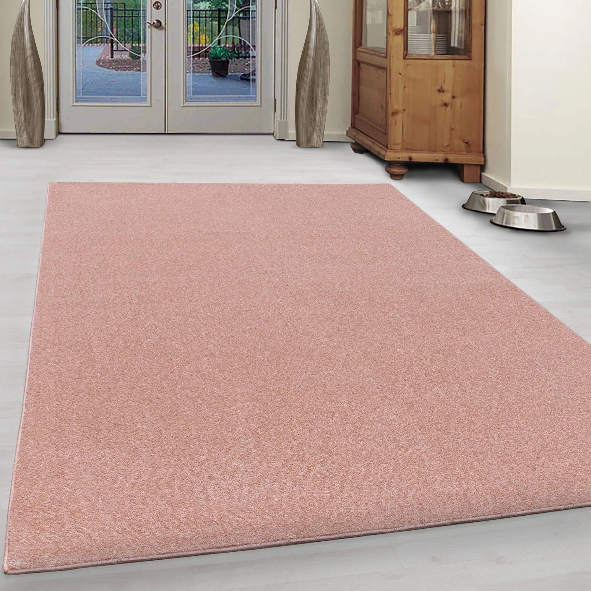 Solid Rose Plush Weave Area Rug