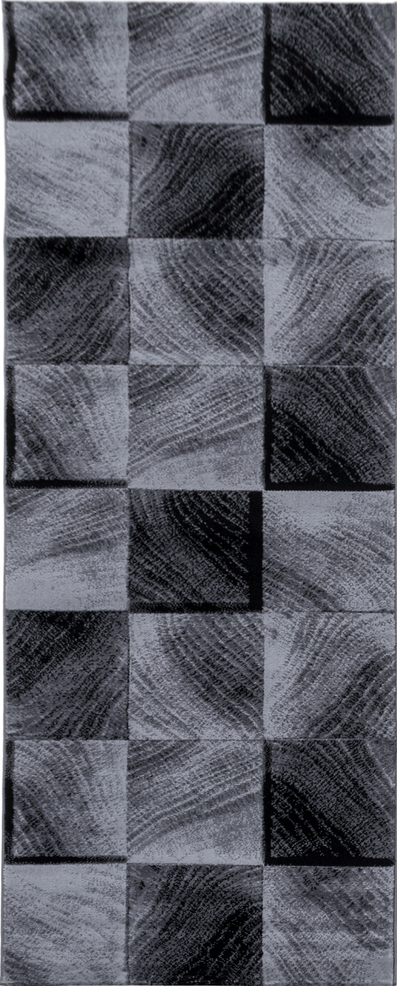 Modern Abstract Wood Ring Block Rug | Black