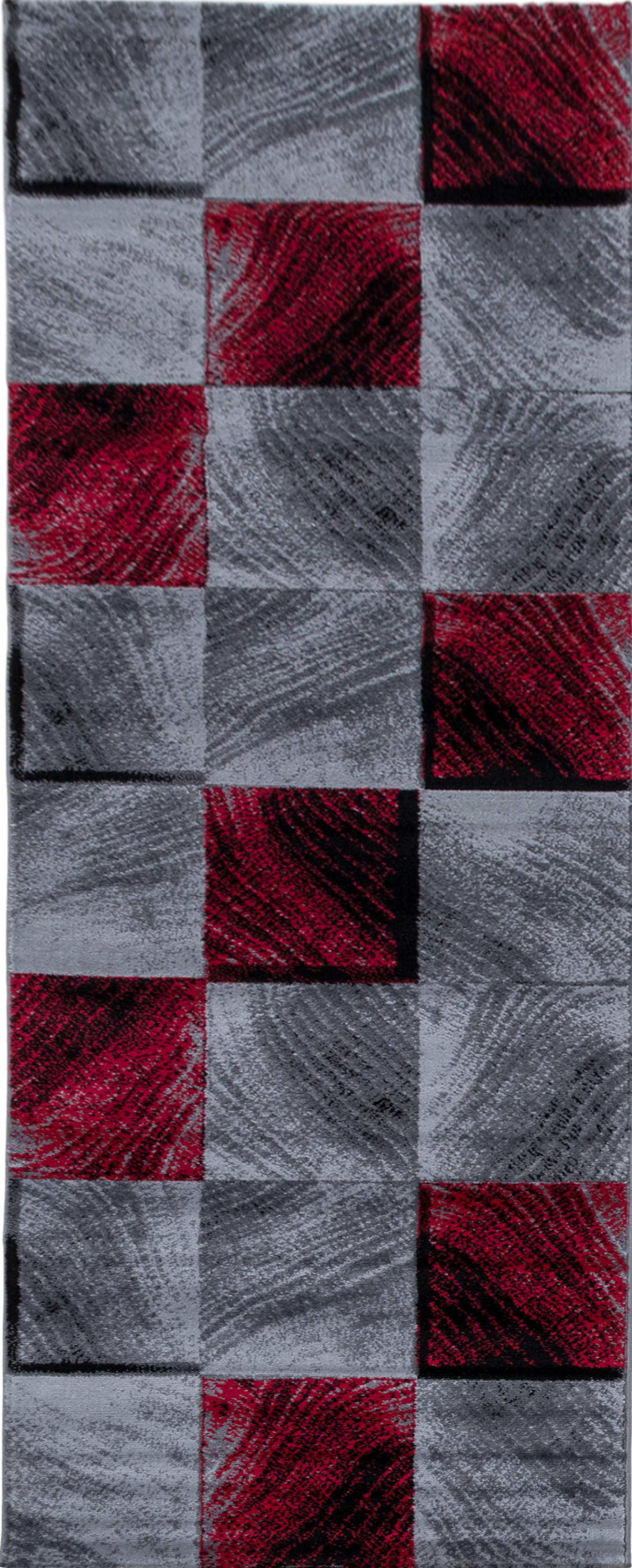 Modern Abstract Wood Ring Block Rug | Red