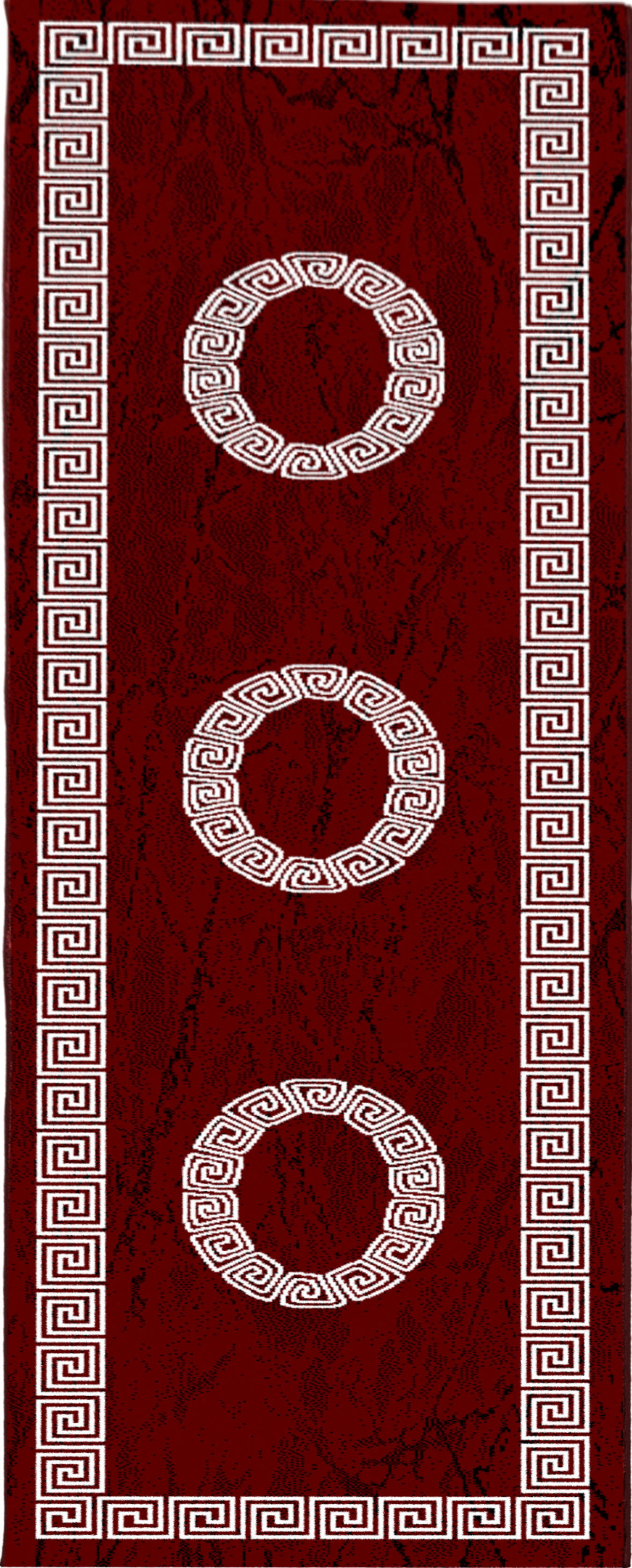 Modern Faux Marble Effect Border Carpet | Red