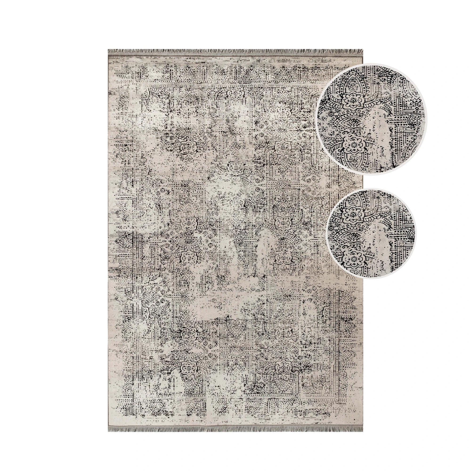 Vintage Look Abstract Oriental Style Rug | Beige