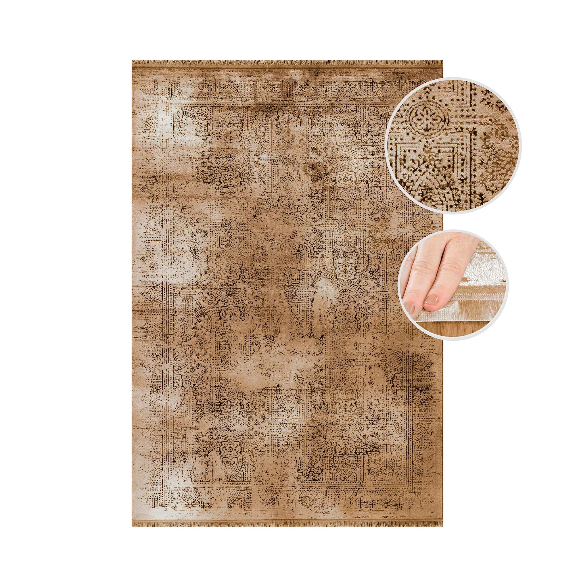 Vintage Look Abstract Oriental Style Rug | Copper