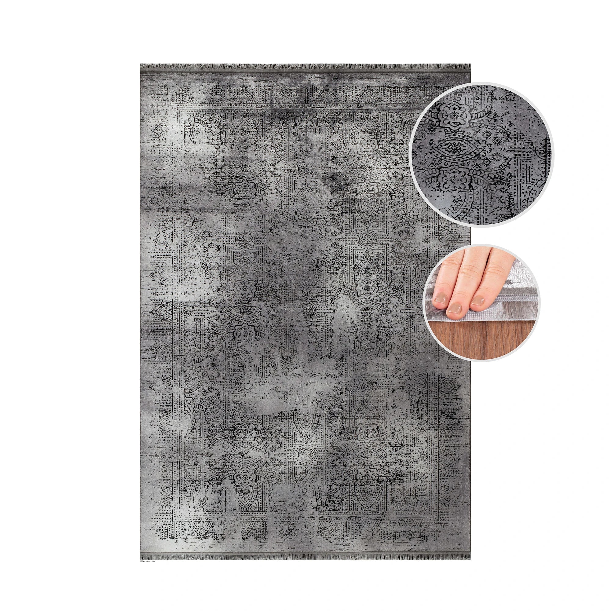Vintage Look Abstract Oriental Style Rug | Gray