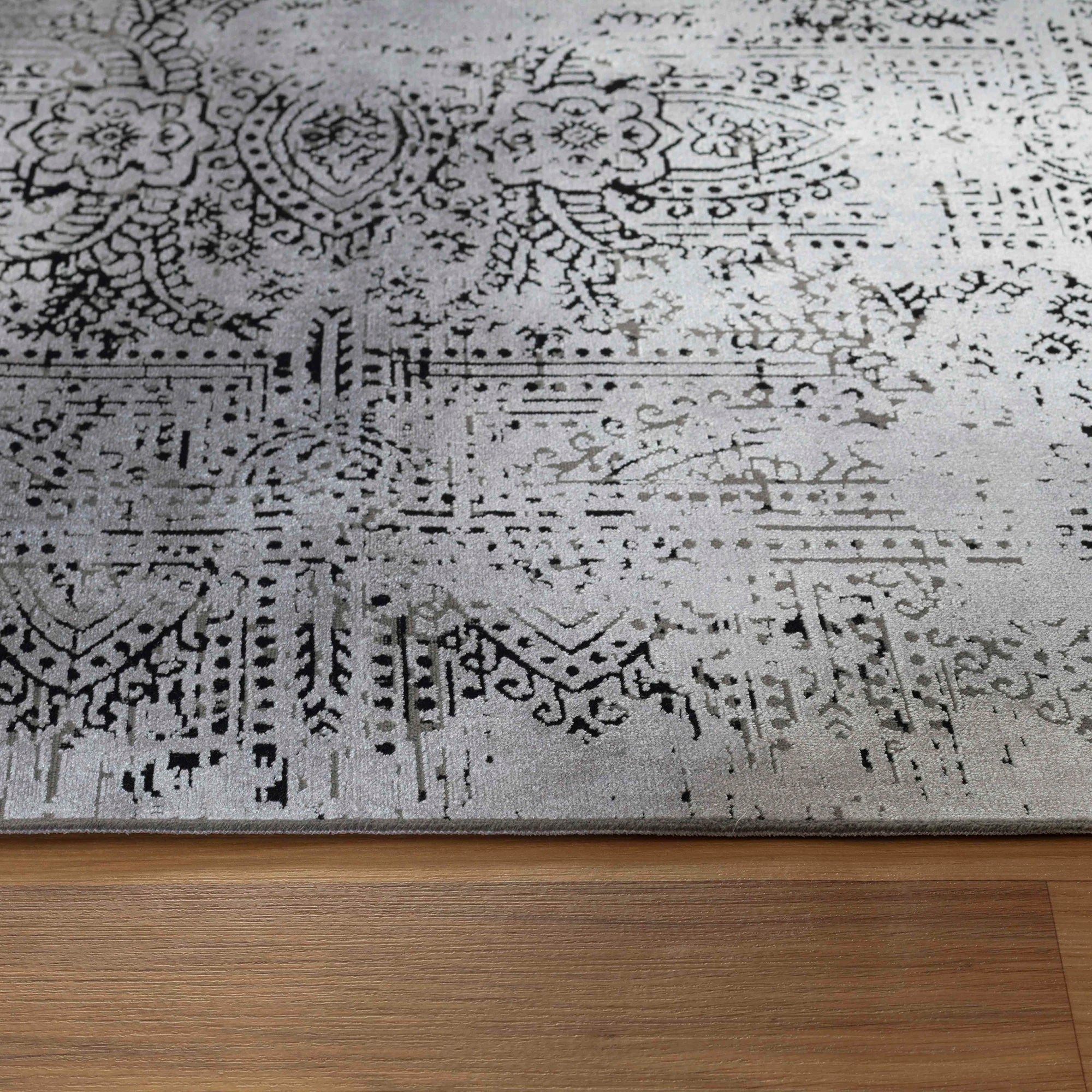 Vintage Look Abstract Oriental Style Rug | Gray