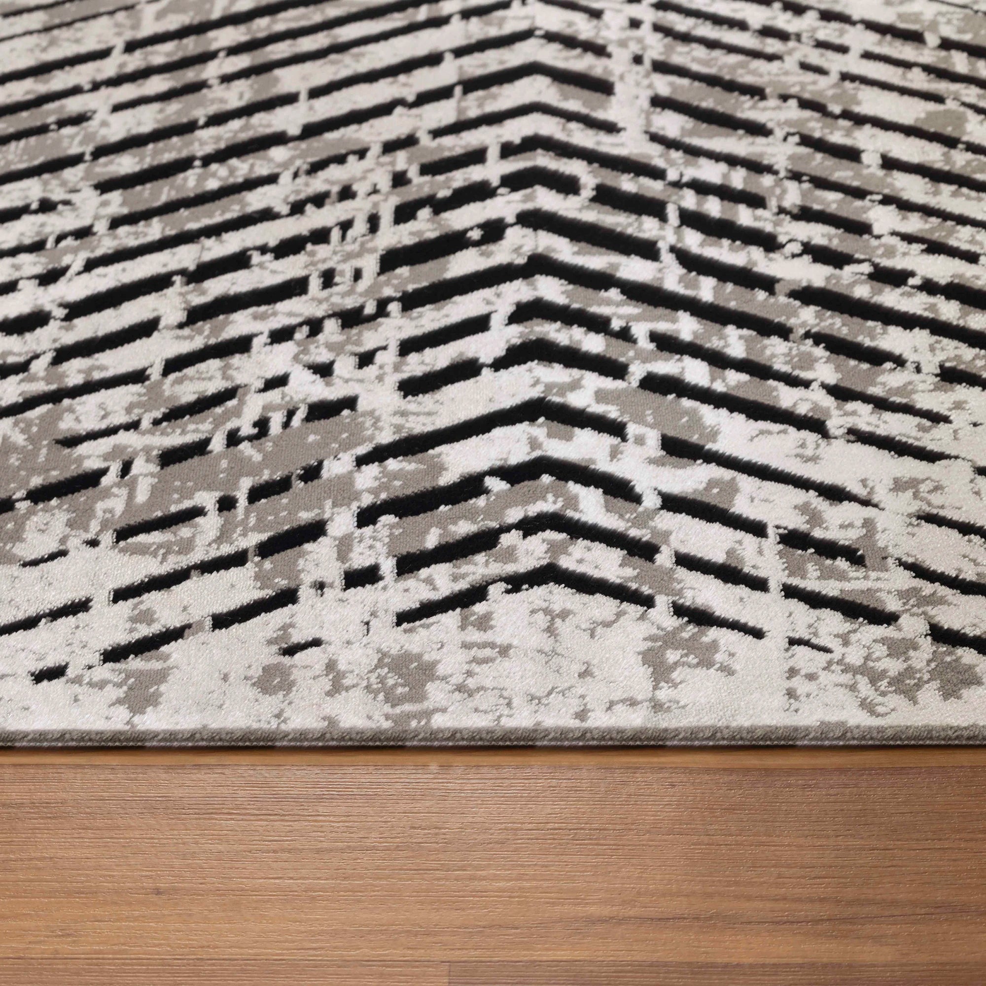 Abstract Overdyed Line Pattern Carpet | Beige