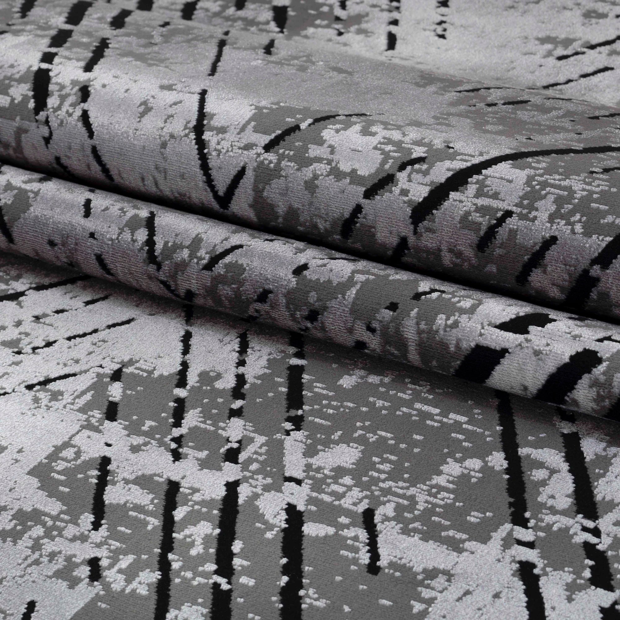 Abstract Overdyed Line Pattern Carpet | Gray