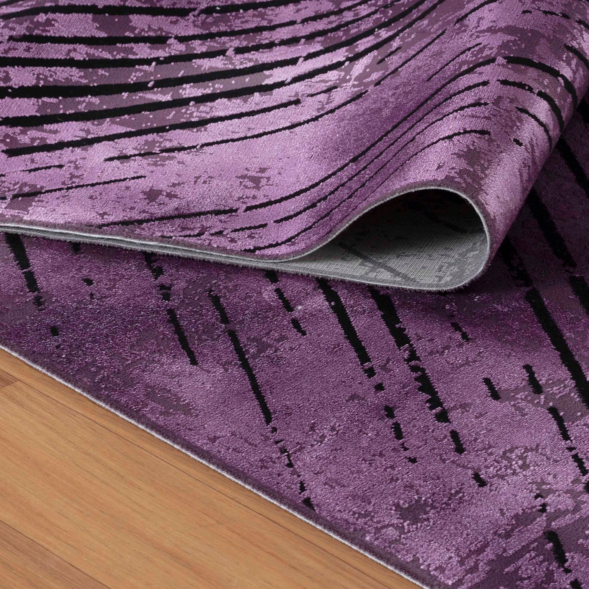 Abstract Overdyed Line Pattern Carpet | Lila
