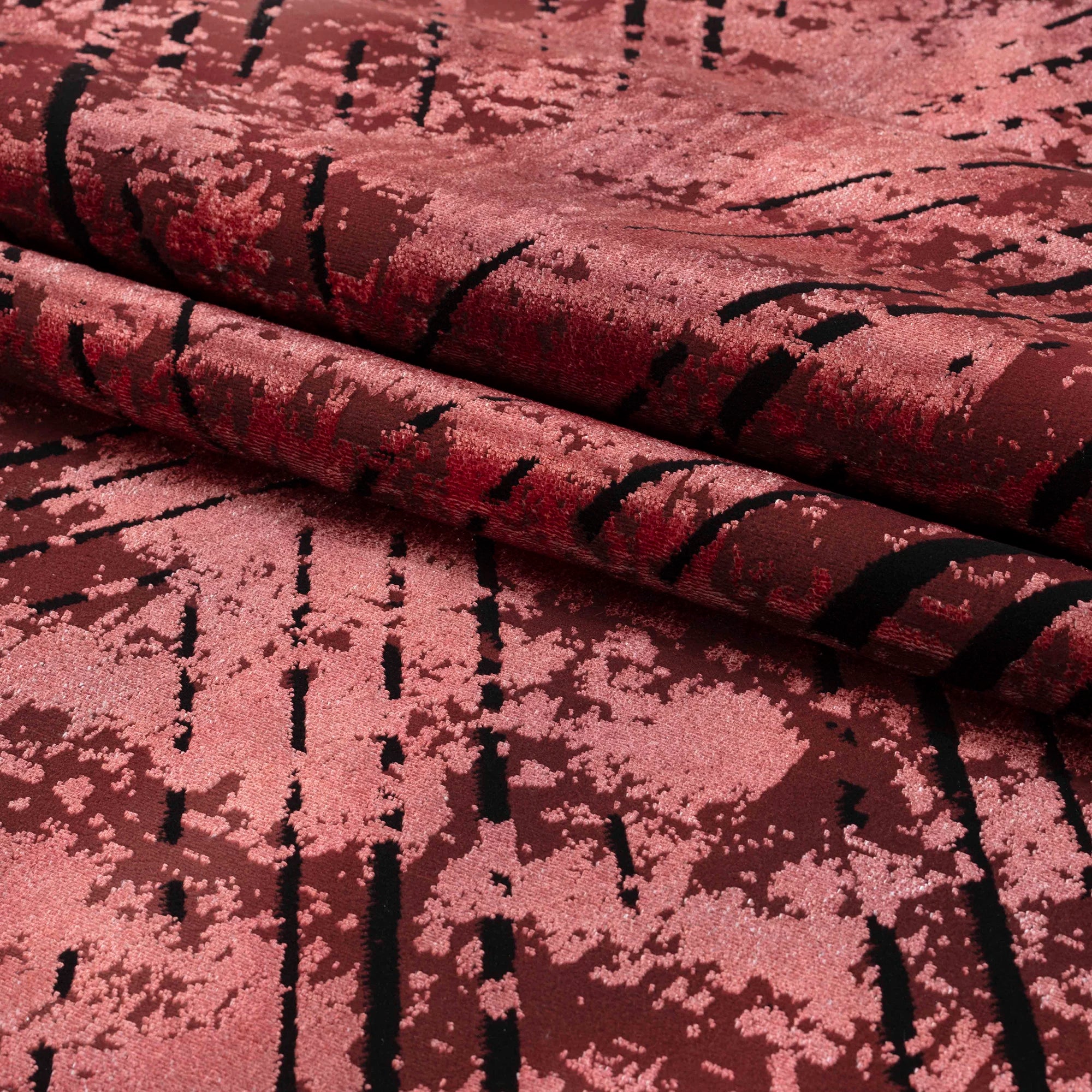Abstract Overdyed Line Pattern Carpet | Red