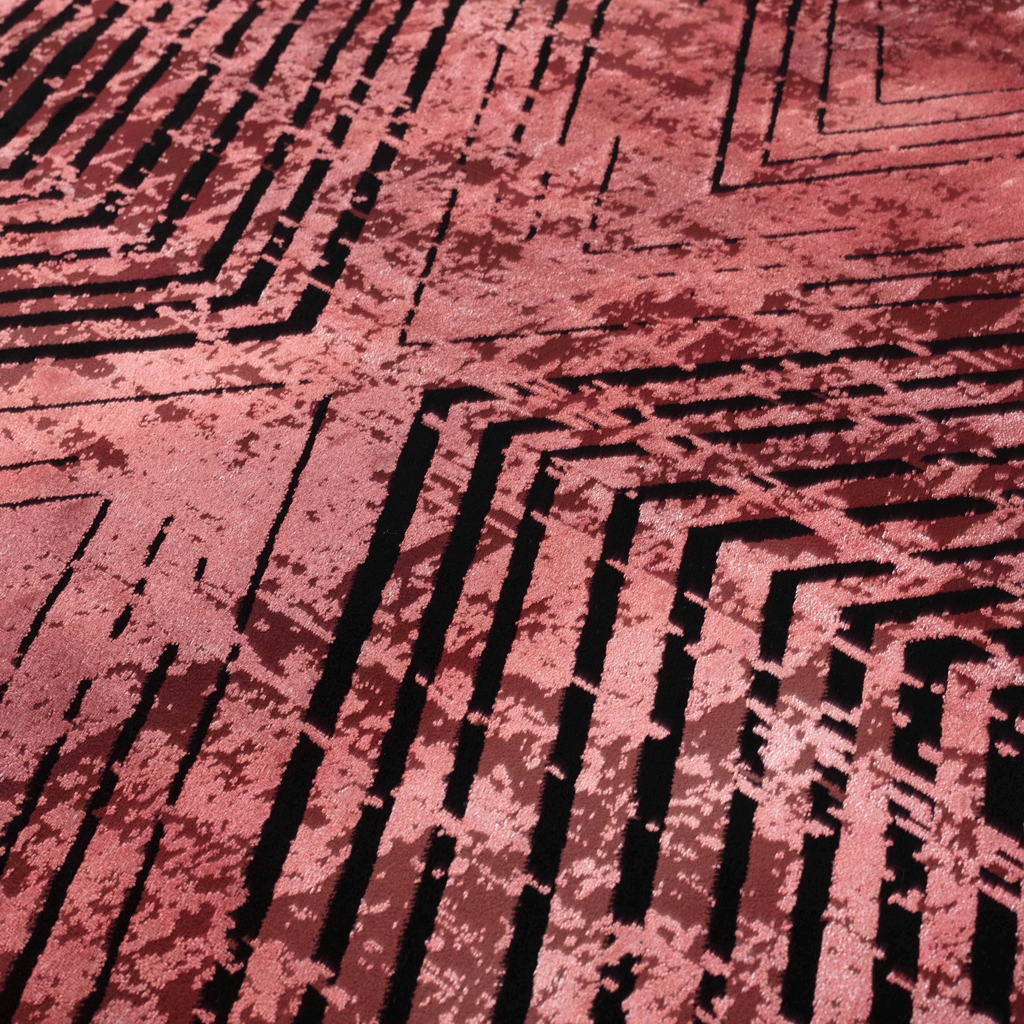 Abstract Overdyed Line Pattern Carpet | Red