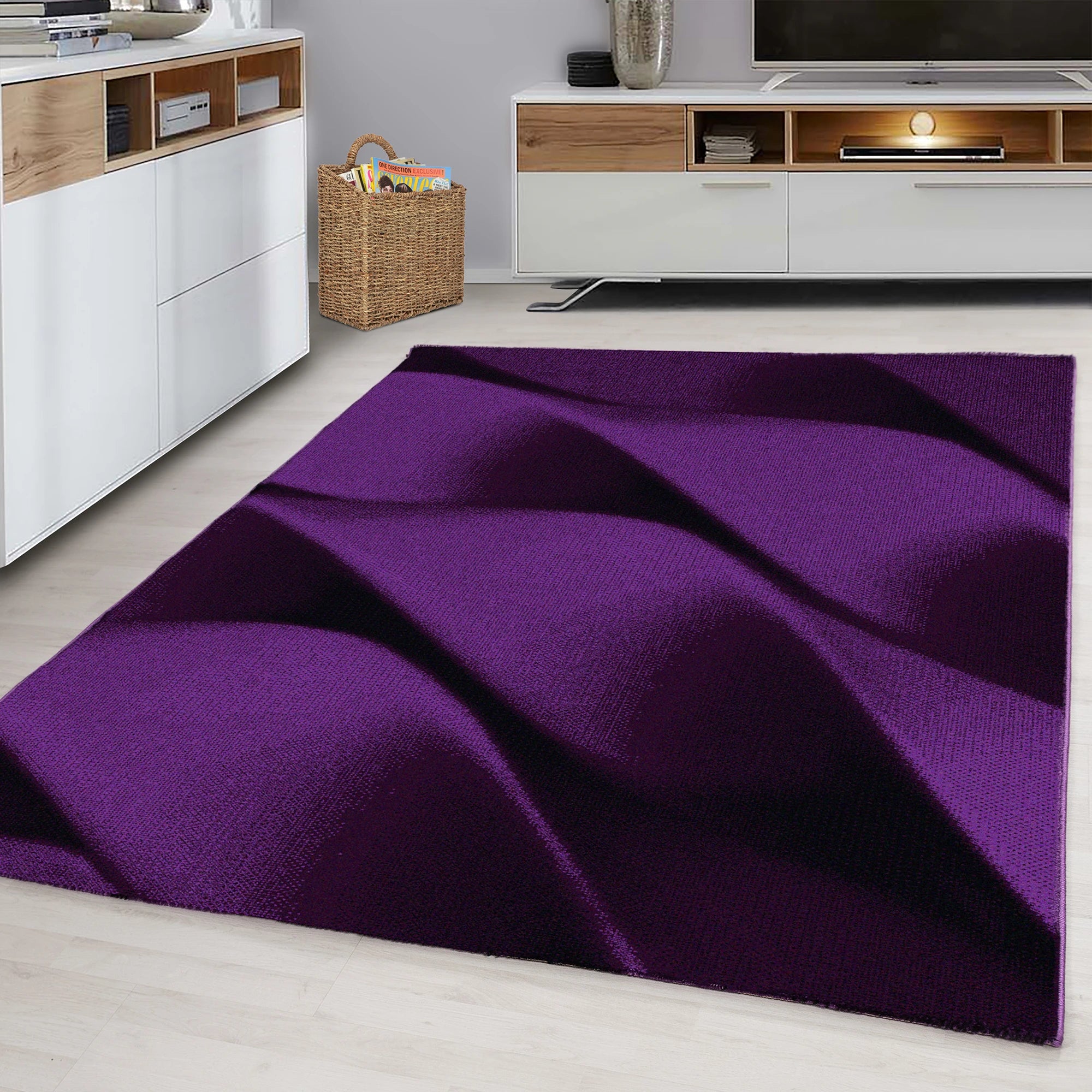 Modern Sculpted High-Low Abstract Carpet | Lila