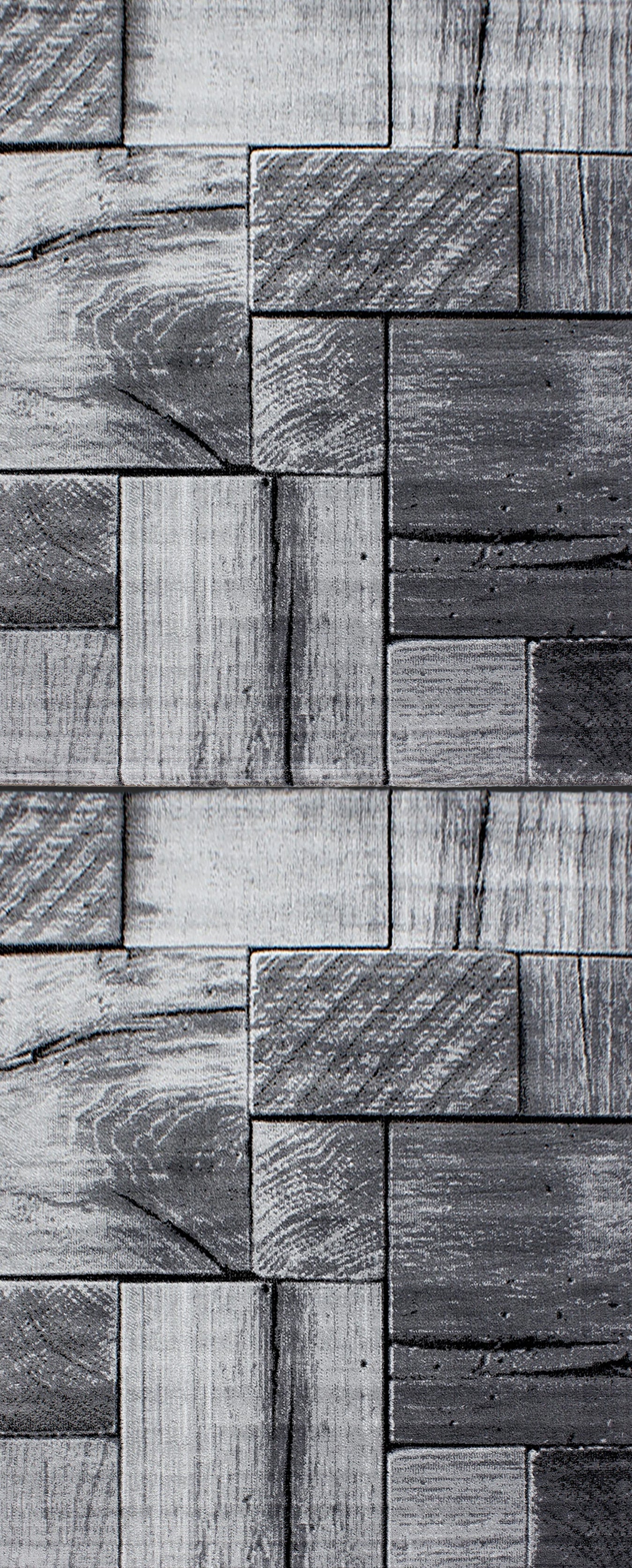 Modern Abstract Wood Block Design | Black Rug