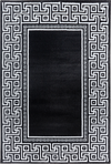 Modern Meander Border Area Rug | Black Black