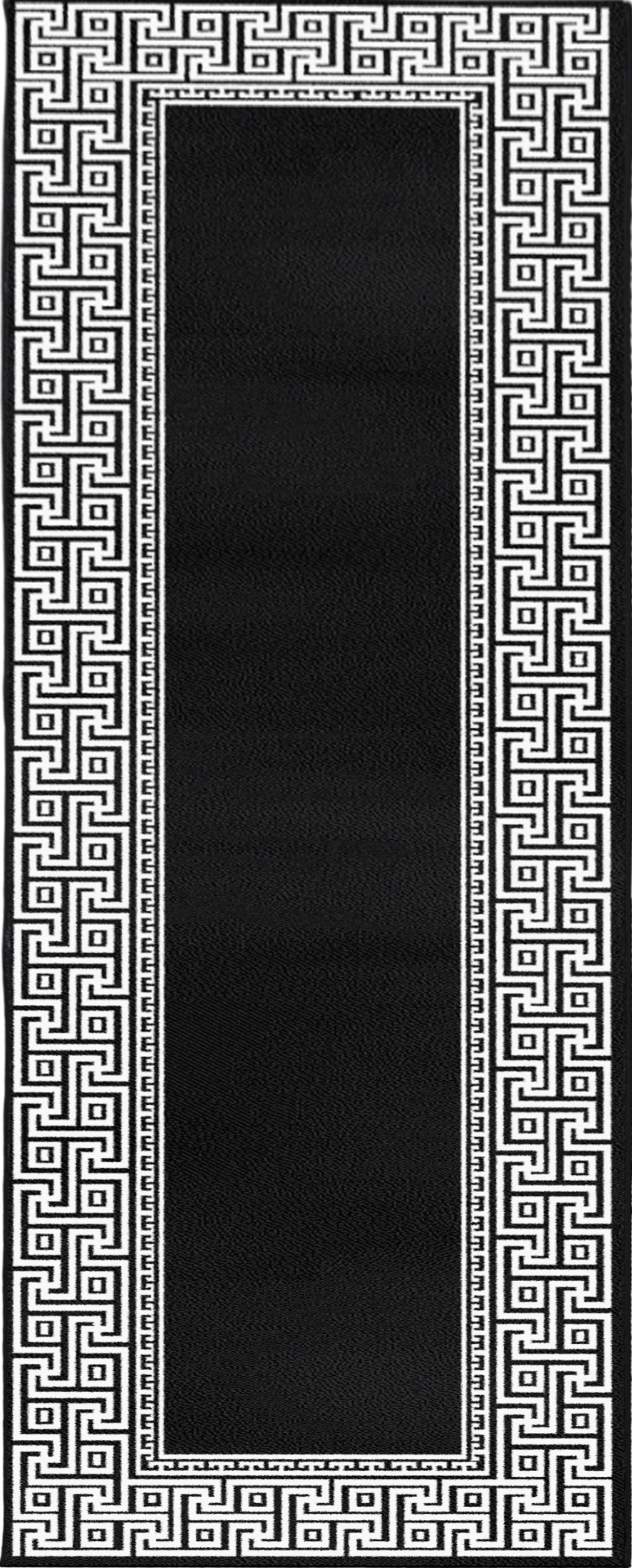 Modern Meander Border Area Rug | Black