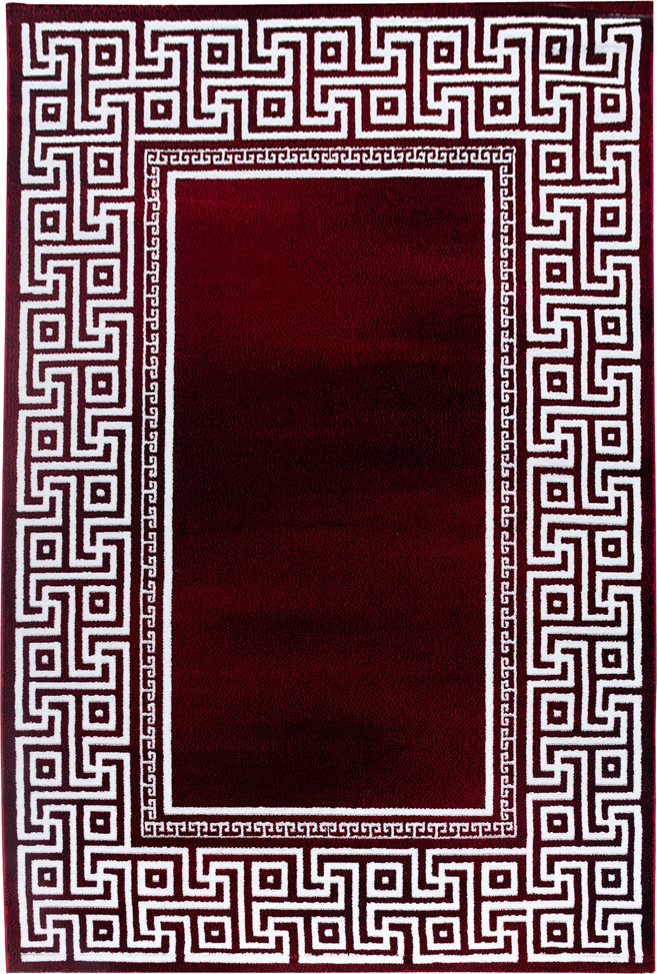 Modern Meander Border Area Rug | Red