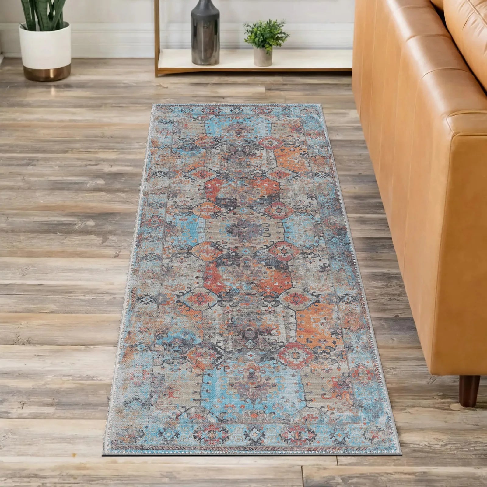 Amber Whisper Vintage Washable Area Rug - Bella Rugs