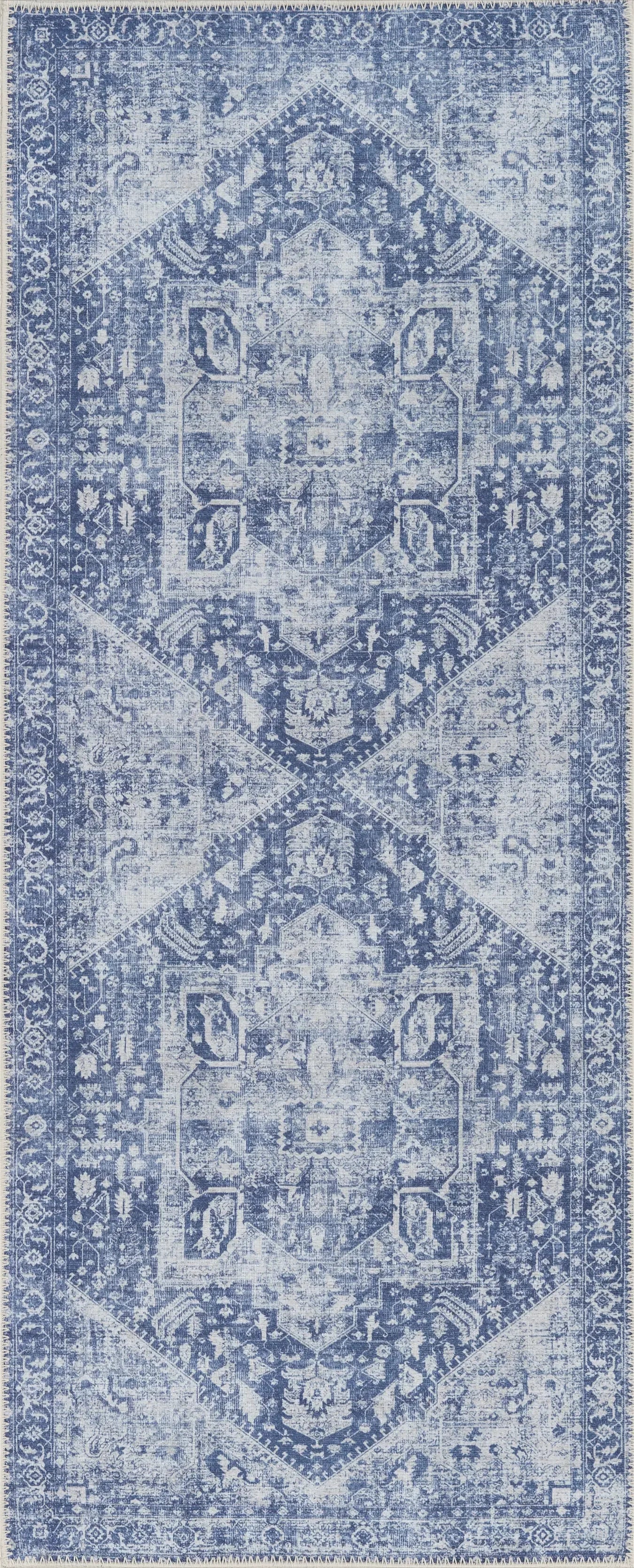 Blue Old Style Washable Rug - Bella Rugs