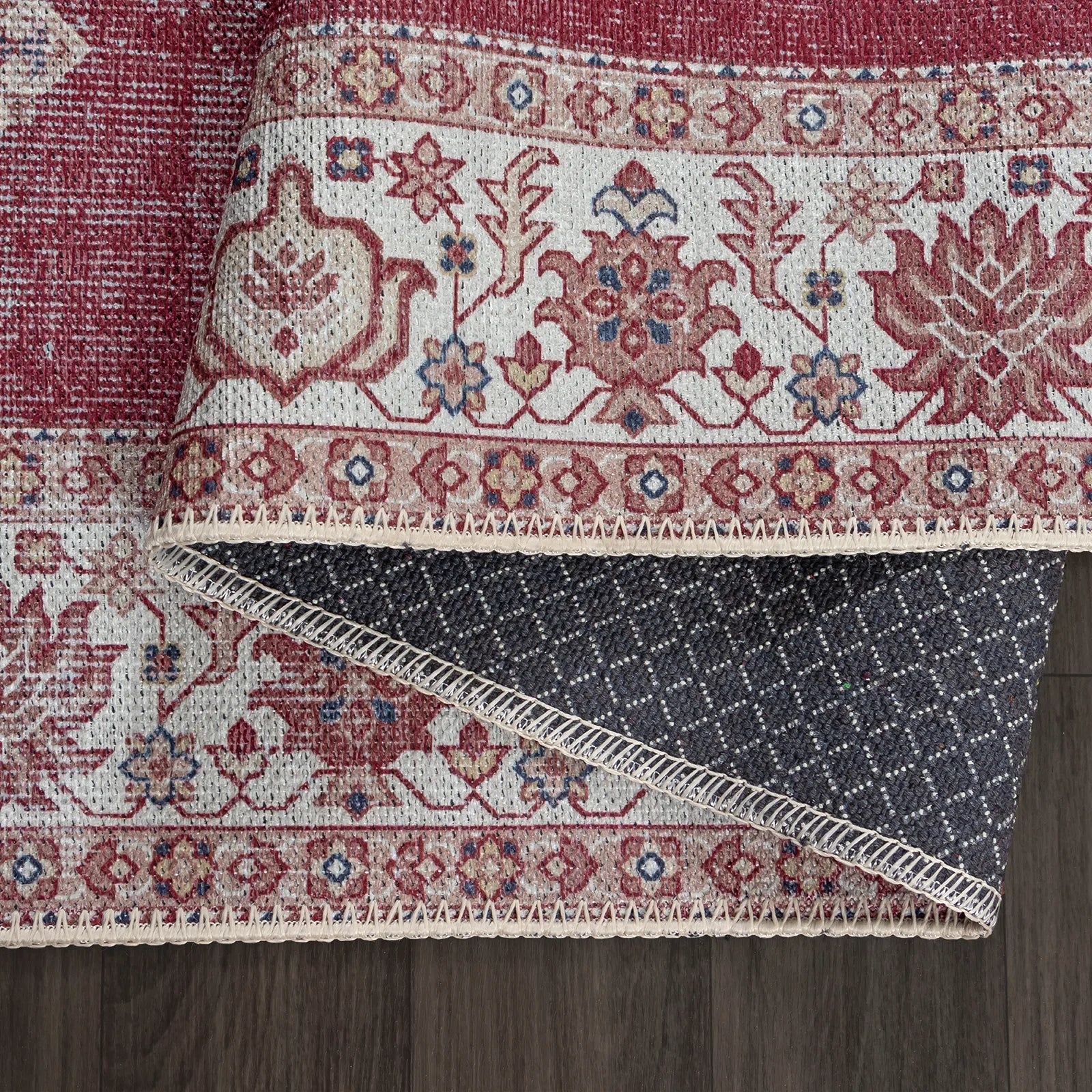 Mystic Red Pattern Washable Rug - Bella Rugs